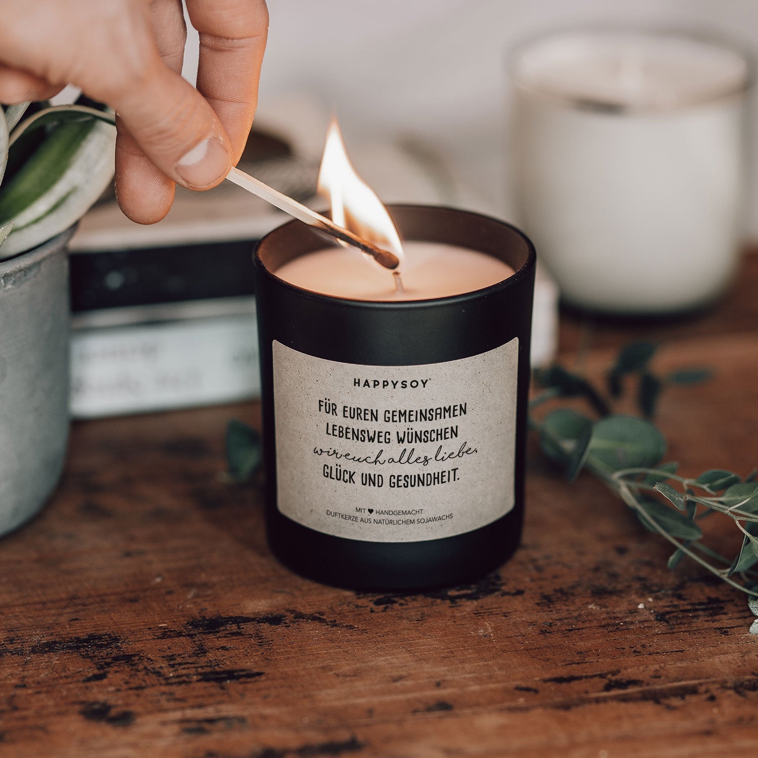 Duftkerze - Für Euren gemeinsamen Lebensweg wünschen wir Euch alles Liebe, Glück und Gesundheit. - Happysoy®