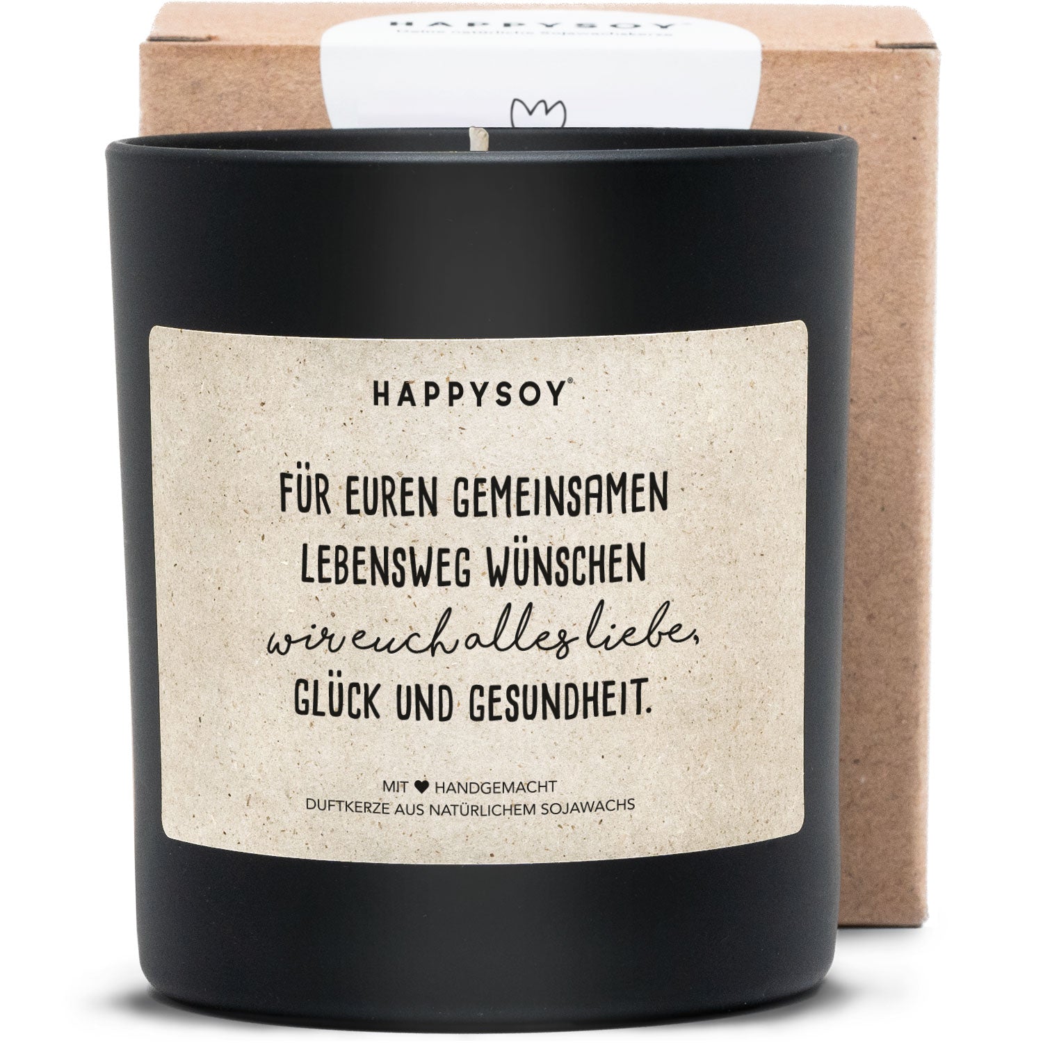 Duftkerze - Für Euren gemeinsamen Lebensweg wünschen wir Euch alles Liebe, Glück und Gesundheit. - Happysoy®