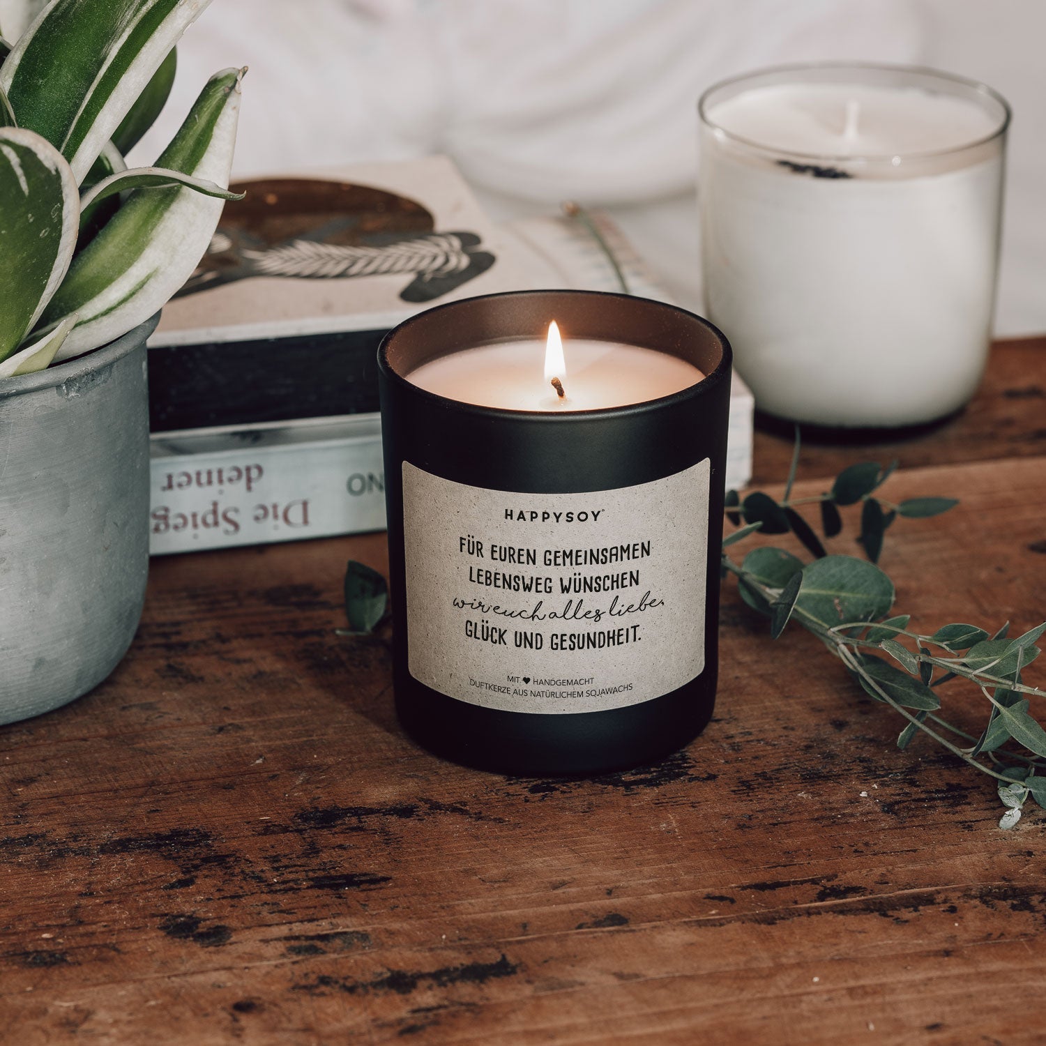 Duftkerze - Für Euren gemeinsamen Lebensweg wünschen wir Euch alles Liebe, Glück und Gesundheit. - Happysoy®