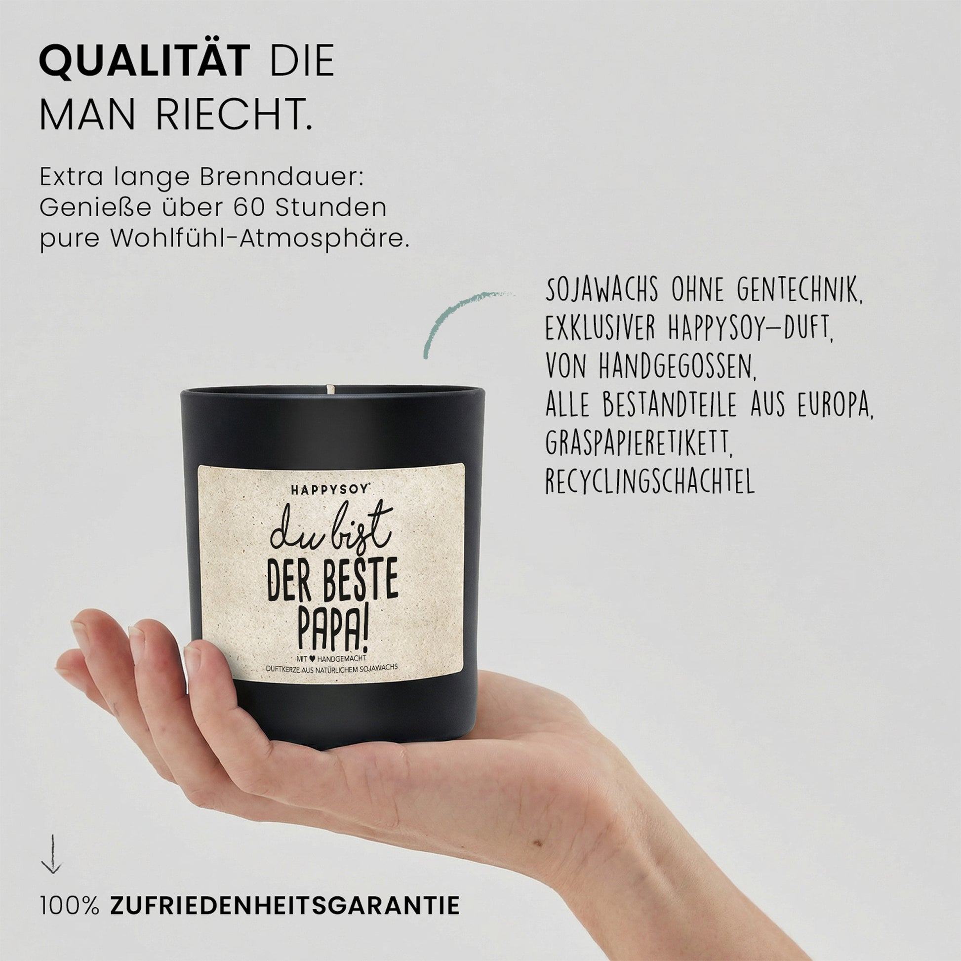 Du bist der beste Papa - Duftkerze mit Spruch als Geschenk für Papa, Vatertag & Geburtstag, liebevolle Geschenkidee vom Kind, Kerze im Glas mit blumigem Duft - Bild 6