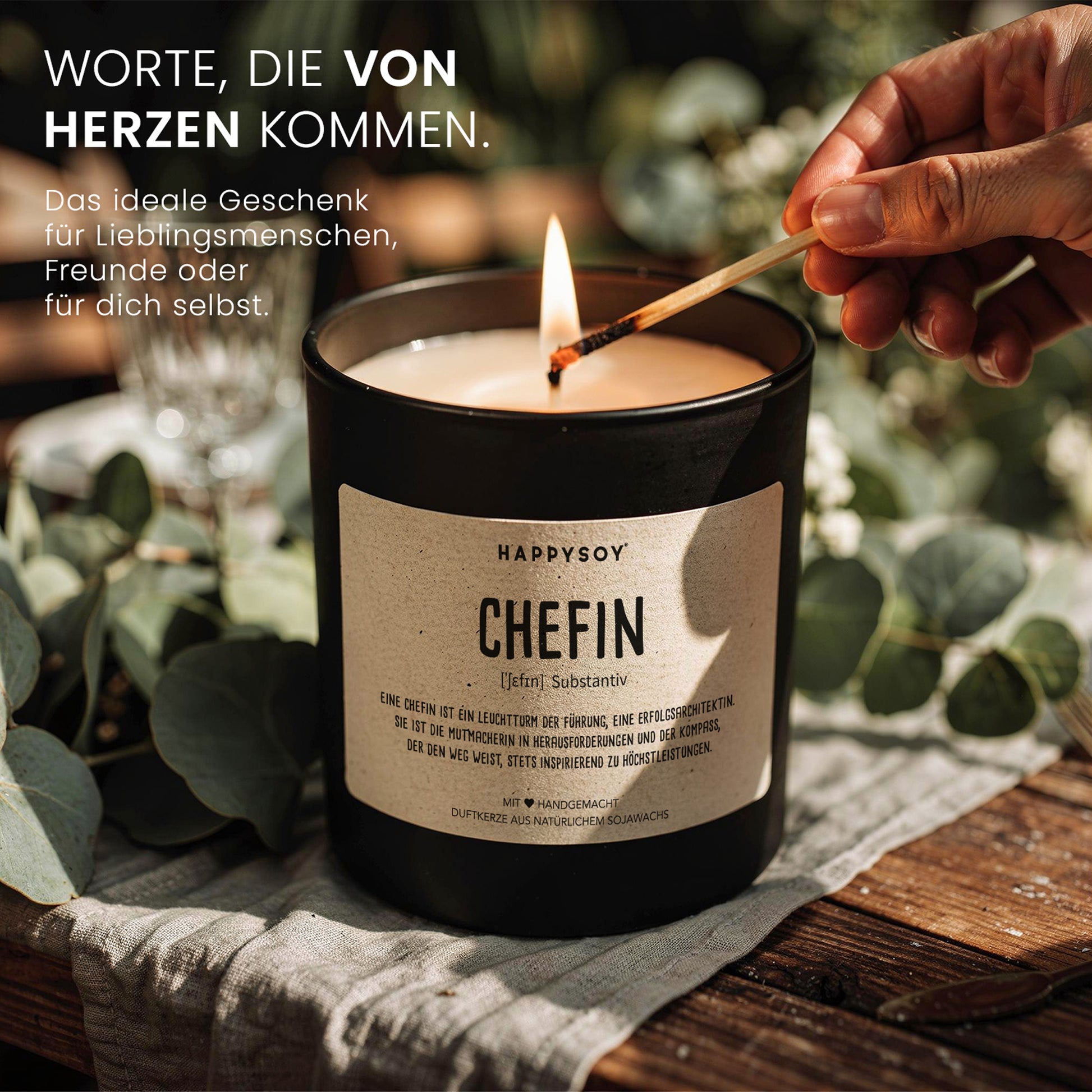 Chefin Definition - Duftkerze mit Spruch als Geschenk für Kollegin, Chefin, Abschied oder Dankeschön, liebevolle Geschenkidee, Kerze im Glas, blumiger Duft - Bild 3