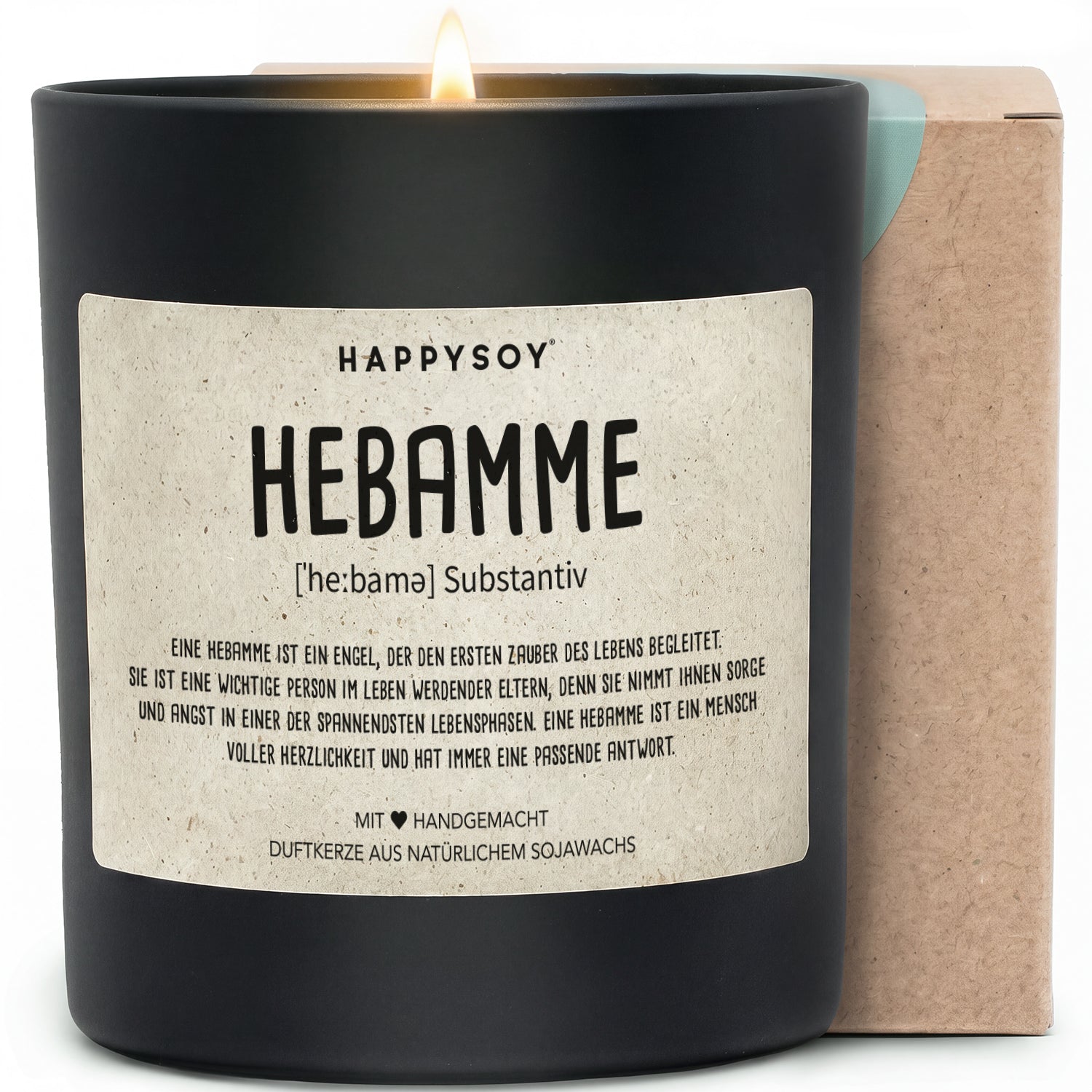 Hebamme Definition - Duftkerze mit Spruch als Geschenk für Hebammen, liebevolle Dankeschön Aufmerksamkeit, blumiger Duft, Kerze im Glas - Bild 1