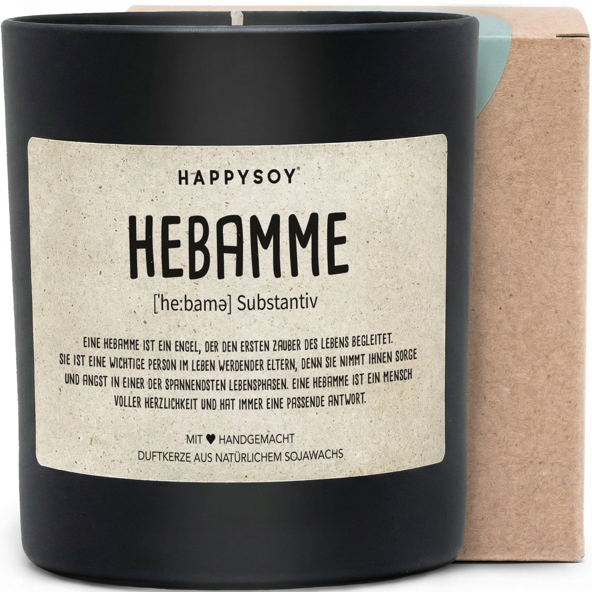 Hebamme Definition - Duftkerze mit Spruch als Geschenk für Hebammen, liebevolle Dankeschön Aufmerksamkeit, blumiger Duft, Kerze im Glas - Bild 1