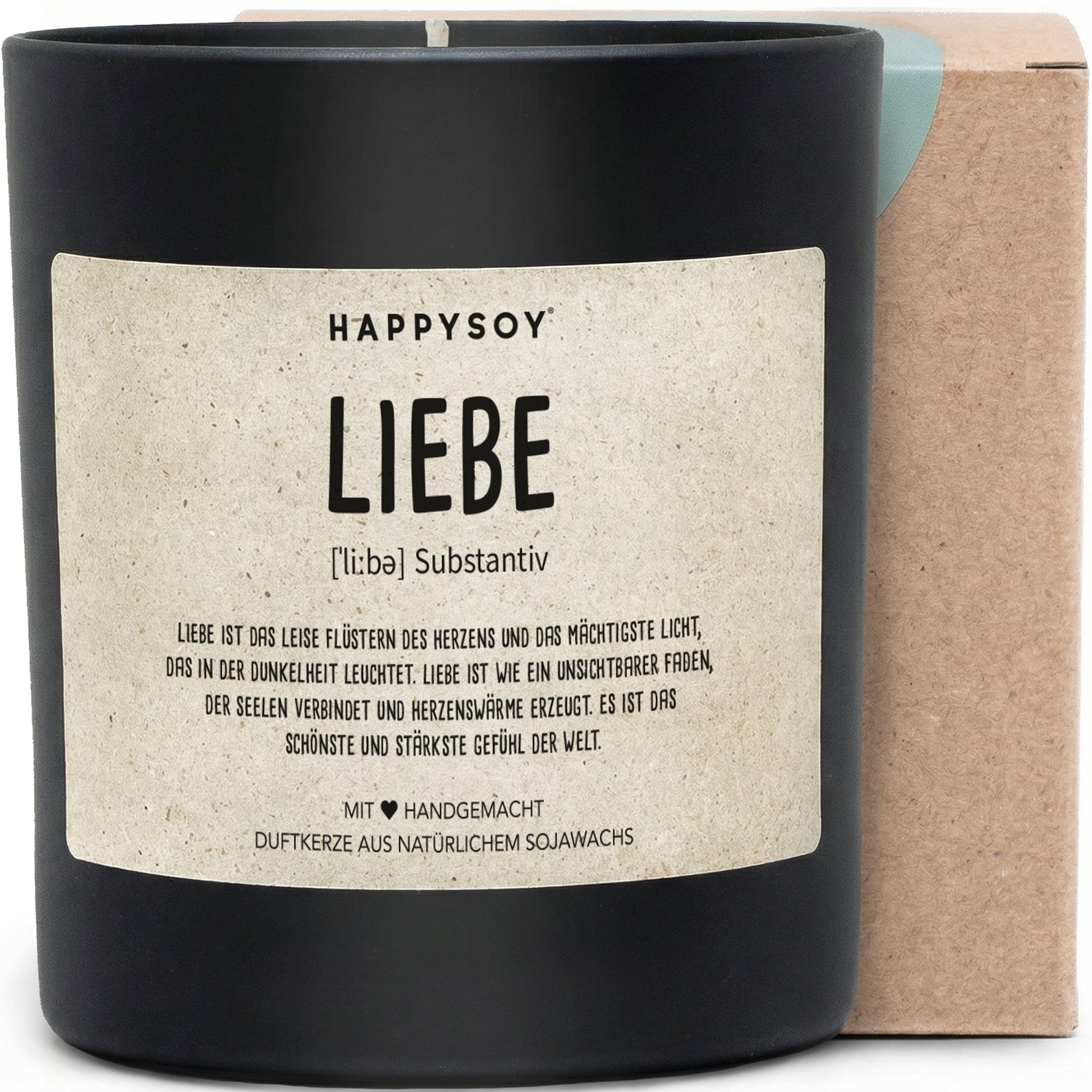 Liebe Definition - Duftkerze mit Spruch als Geschenk für Liebe und Jahrestag, Partnerin, Freundin, liebevolle Kerze im Glas mit blumigem Duft - Bild 1