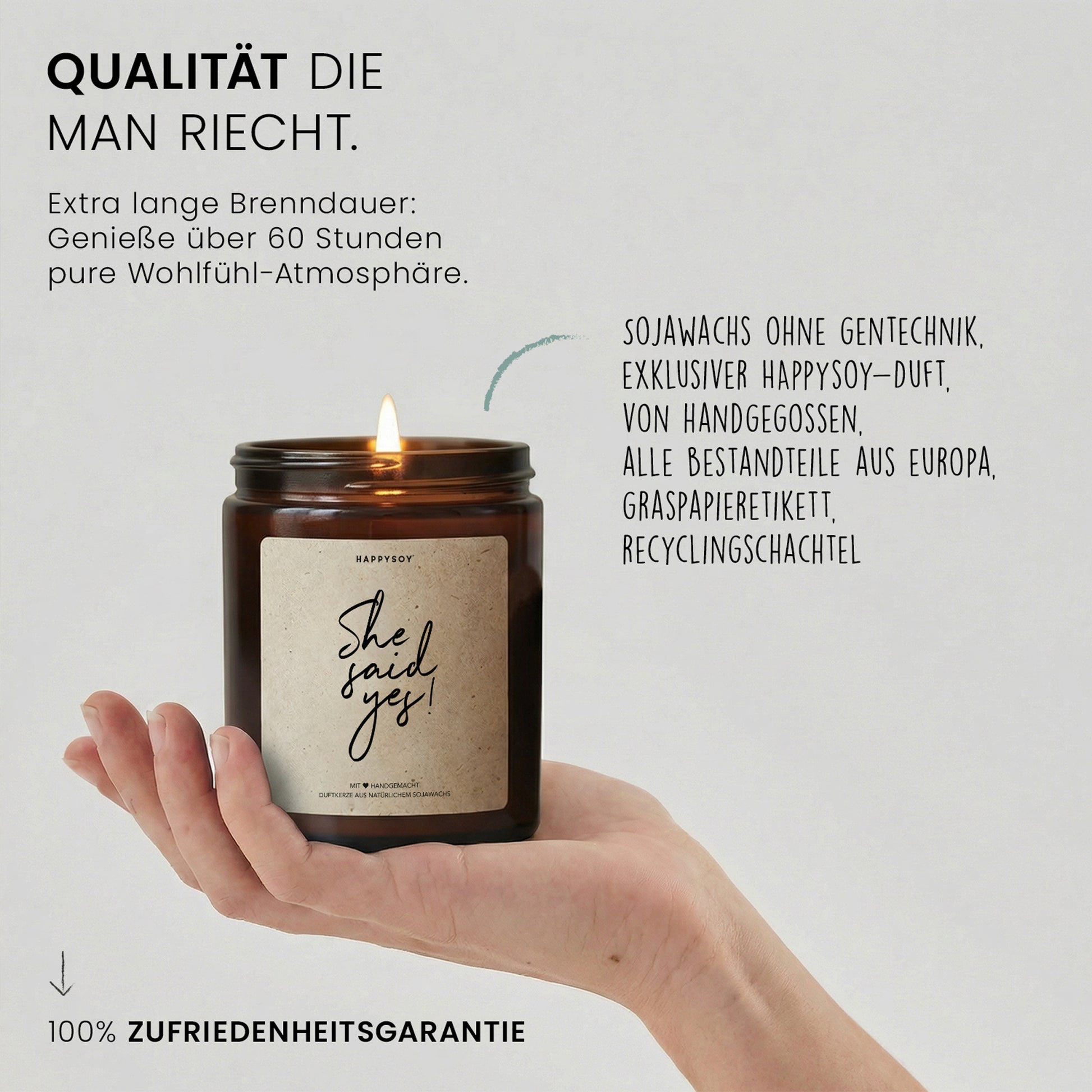 She Said Yes - Duftkerze mit Spruch als Geschenk zur Verlobung, liebevolle Geschenkidee für die Braut, beste Freundin, Kerze im Glas mit blumigem Duft - Bild 6