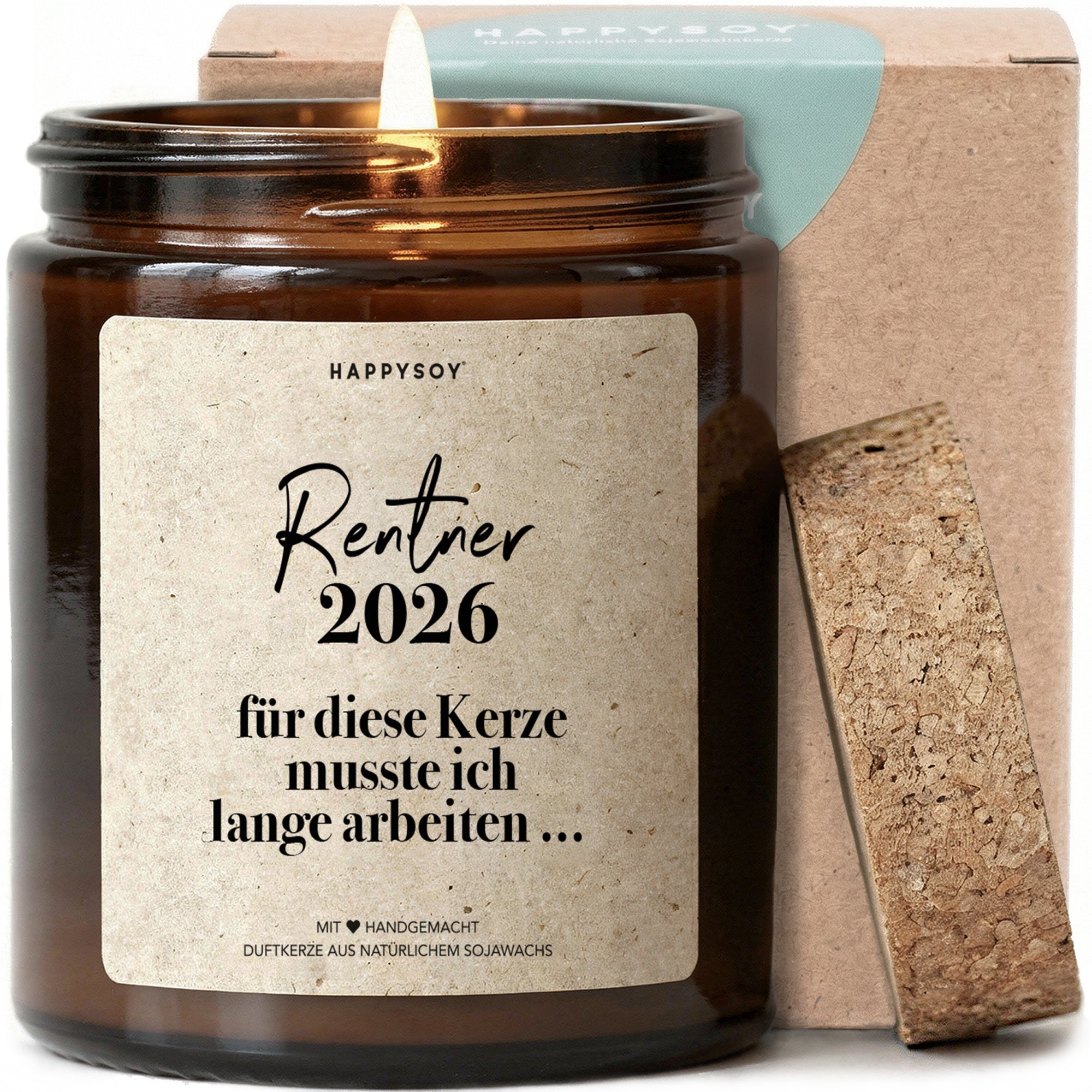 Rentner 2026 - Für diese Kerze musste ich lange arbeiten - Duftkerze mit Spruch als Geschenk zum Ruhestand, Abschied Kollege, Kerze im Glas, blumiger Duft - Bild 1