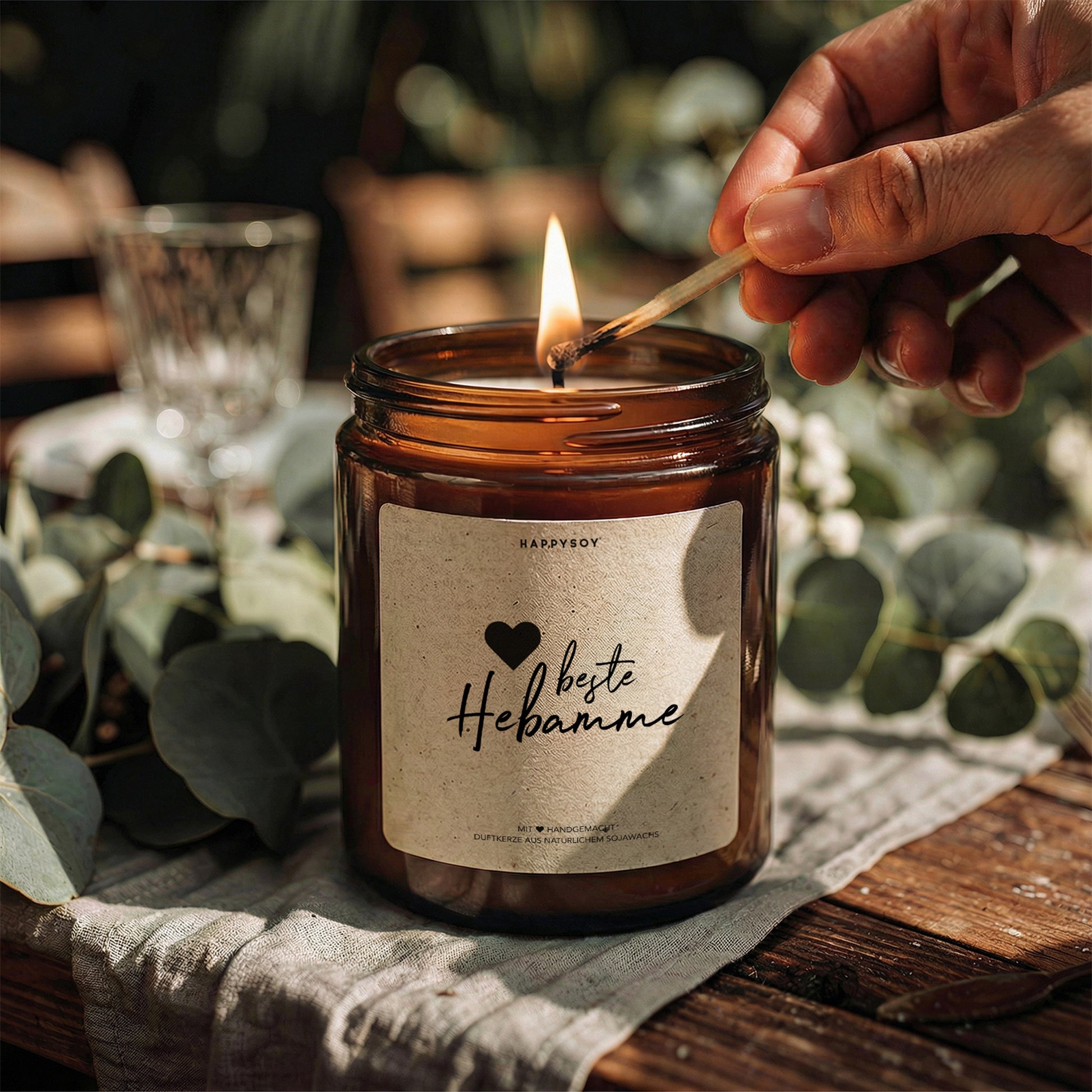 Beste Hebamme - Duftkerze mit Spruch als Geschenk und liebevolle Dankeschön-Aufmerksamkeit für die Hebamme, Kerze im Glas mit blumigem Duft - Bild 3