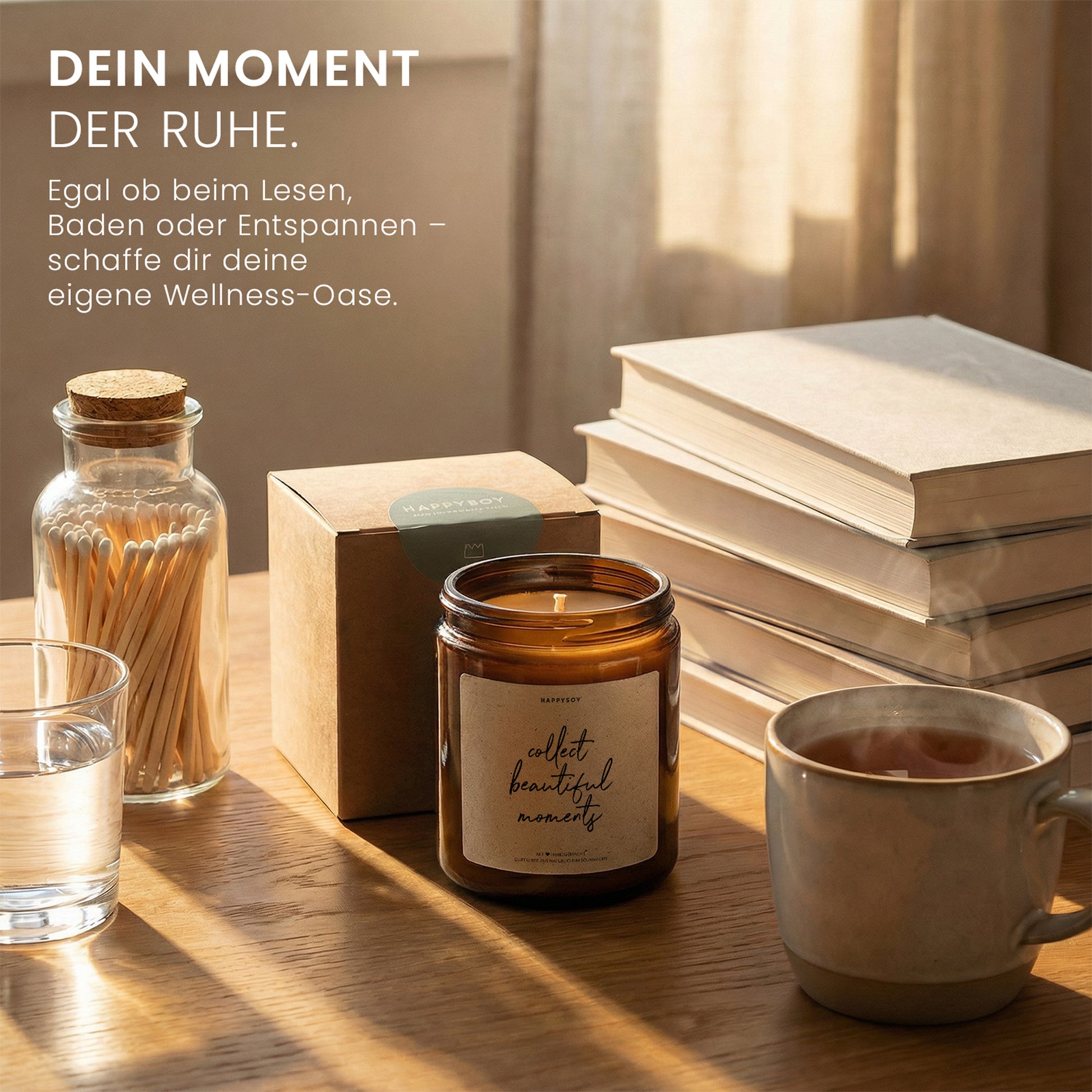 Collect Beautiful Moments - Duftkerze mit Spruch als Geschenk für Freundin, liebevolle Aufmerksamkeit, blumiger Duft, Kerze im Glas - Bild 5