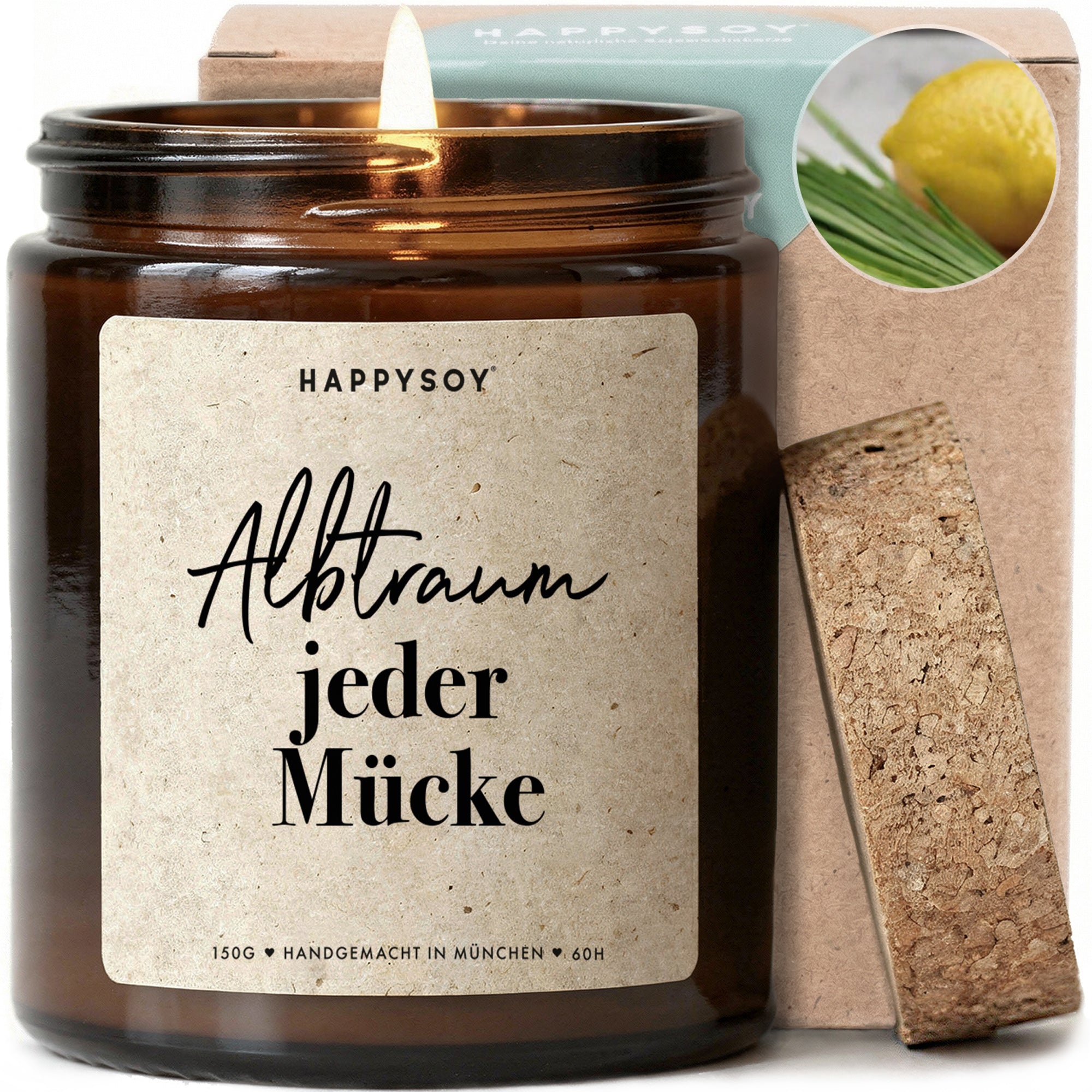 Albtraum jeder Mücke - Citronella Duftkerze mit Spruch als Geschenk für Sommerabende und Gartenpartys, Gartenliebhaber, Kerze im Glas für laue Stunden im Freien - Bild 1