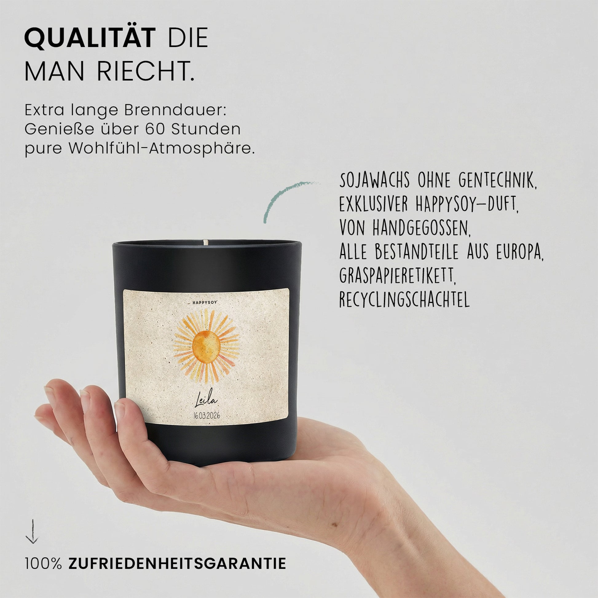 Leila – personalisierte Duftkerze mit Wunschname, persönliche Geschenkidee, Kerze im Glas mit blumigem Duft - Bild 6