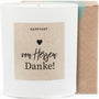 Von Herzen Danke - Duftkerze mit Spruch als Geschenk zum Dankeschön, liebevolle Aufmerksamkeit für Freundin, Kollegin, Mama, Kerze im Glas mit blumigem Duft - Bild 1