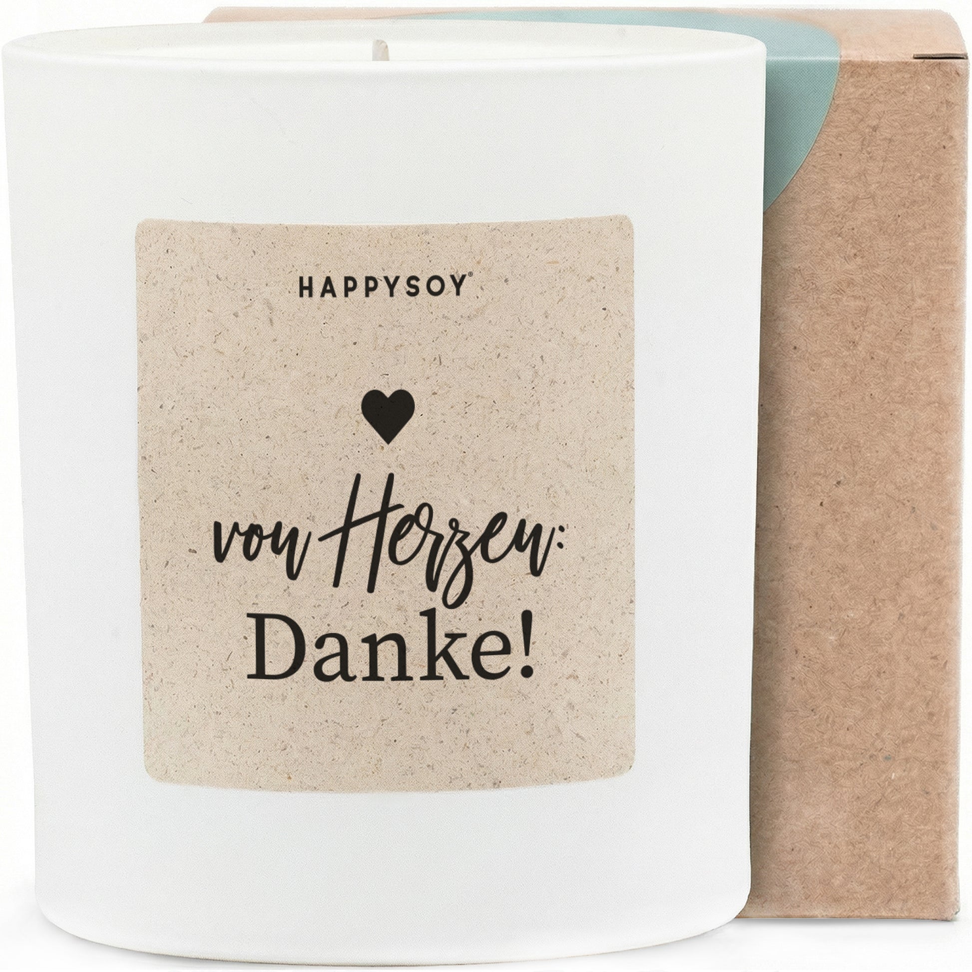 Von Herzen Danke - Duftkerze mit Spruch als Geschenk zum Dankeschön, liebevolle Aufmerksamkeit für Freundin, Kollegin, Mama, Kerze im Glas mit blumigem Duft - Bild 1