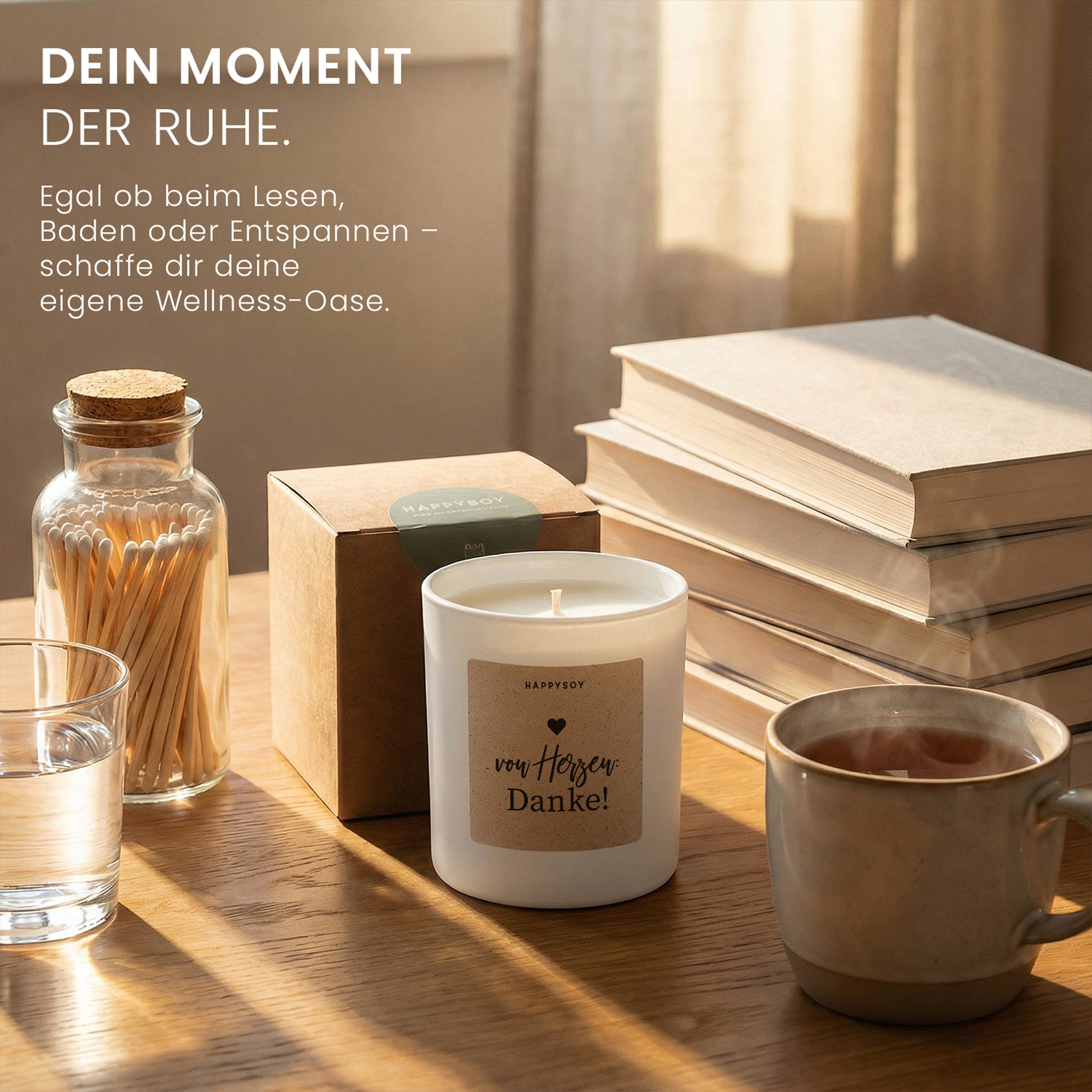 Von Herzen Danke - Duftkerze mit Spruch als Geschenk zum Dankeschön, liebevolle Aufmerksamkeit für Freundin, Kollegin, Mama, Kerze im Glas mit blumigem Duft - Bild 5