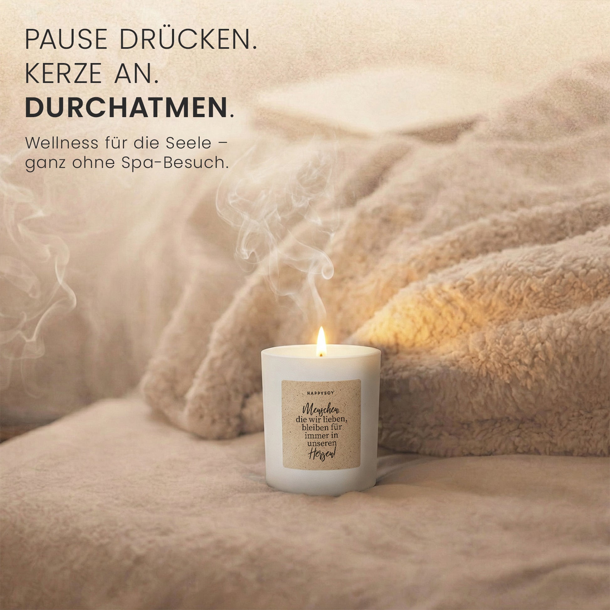 Menschen die wir lieben bleiben für immer in unseren Herzen - Duftkerze mit Spruch als Trostgeschenk, liebevolle Erinnerung, Kerze im Glas mit blumigem Duft - Bild 7