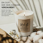 Glück ist dich als Mitarbeiter zu haben - Duftkerze mit Spruch als Geschenk für Kollegen, Dankeschön, Mitarbeiter, Kerze im Glas mit blumigem Duft - Bild 2