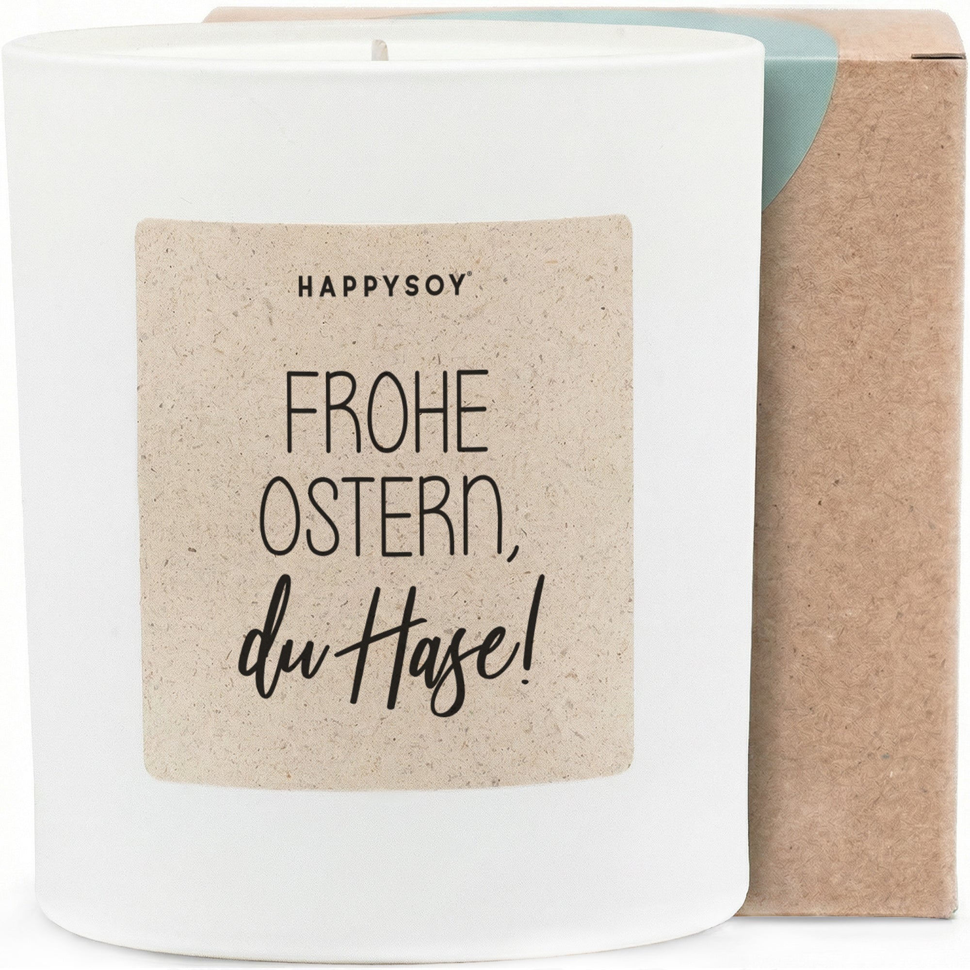 Frohe Ostern, du Hase! - Duftkerze mit Spruch als Geschenk zu Ostern, liebevolle Aufmerksamkeit mit blumigem Duft, Kerze im Glas - Bild 1