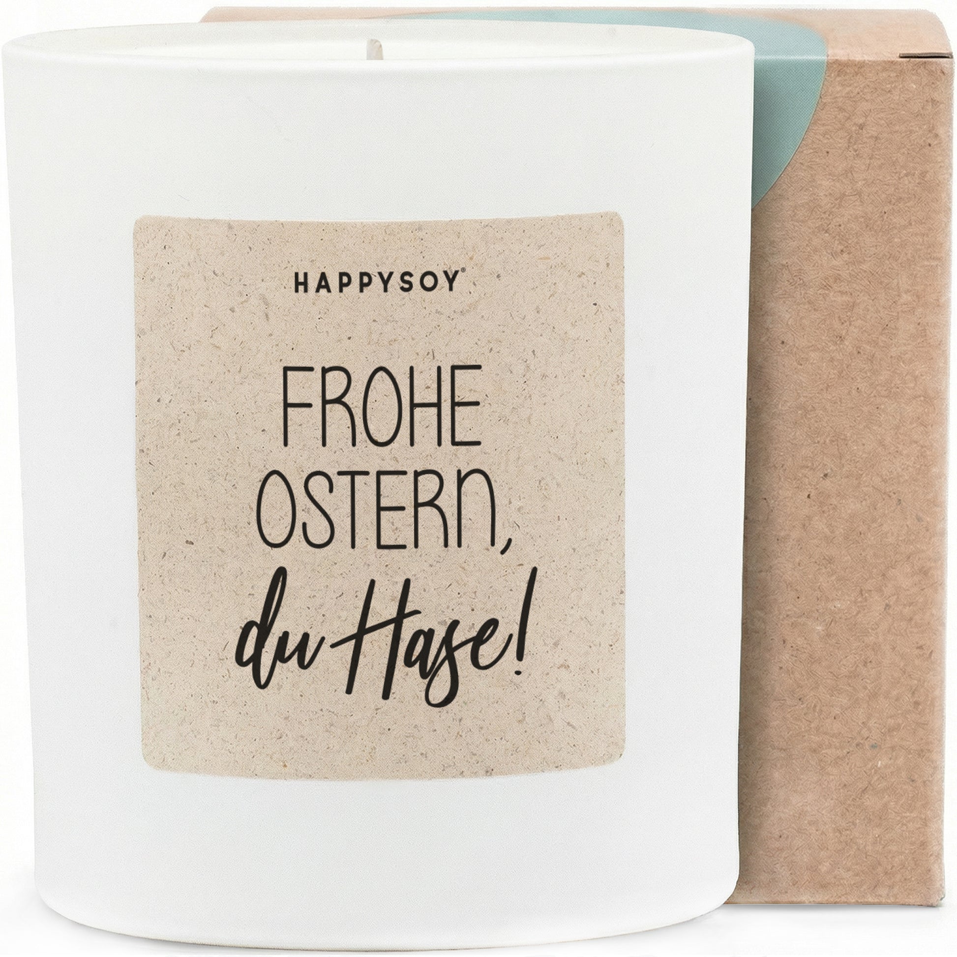 Frohe Ostern, du Hase! - Duftkerze mit Spruch als Geschenk zu Ostern, liebevolle Aufmerksamkeit mit blumigem Duft, Kerze im Glas - Bild 1