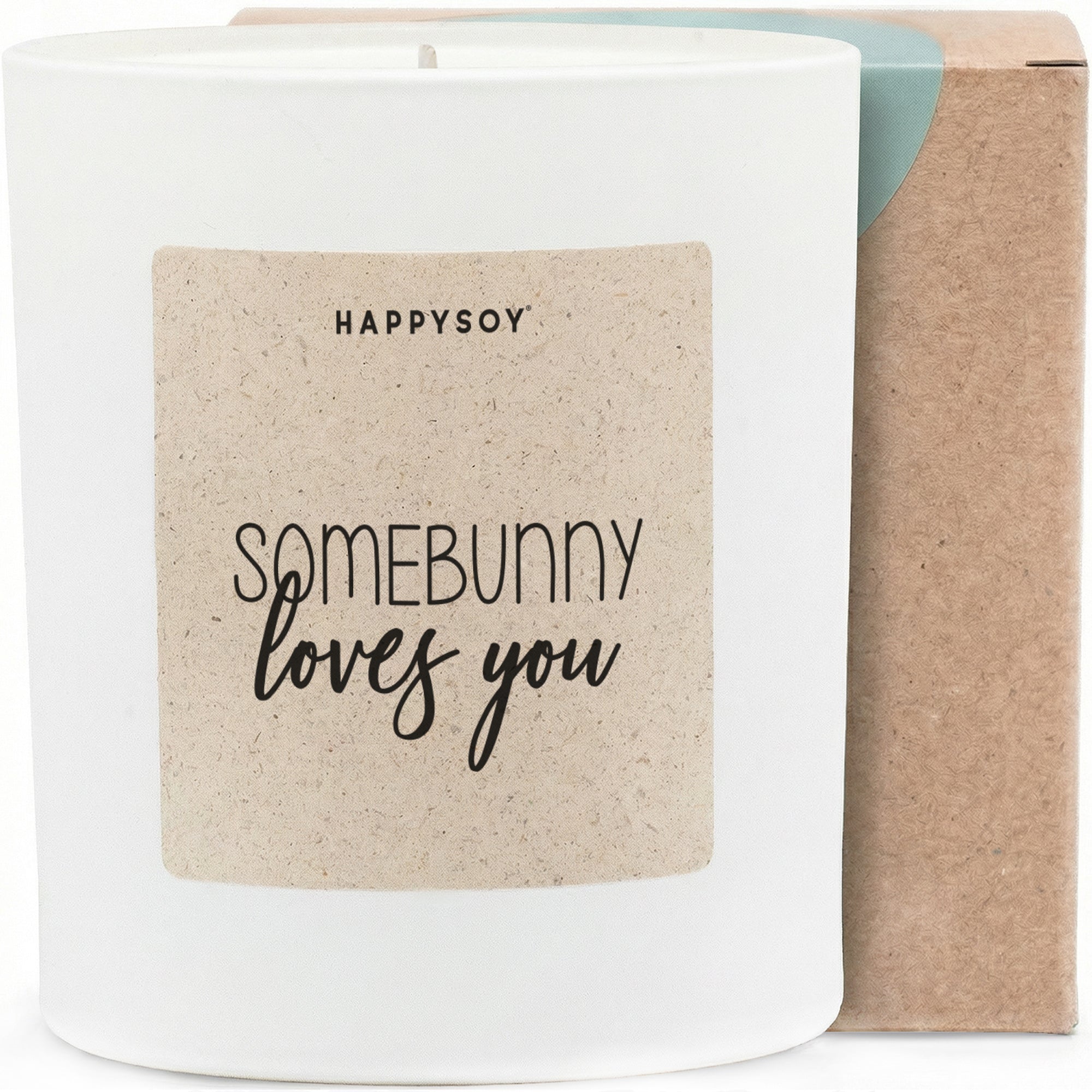 Somebunny Loves You - Duftkerze mit Spruch als liebevolles Geschenk für Freundin, Partnerin, beste Freundin, Kerze im Glas mit blumigem Duft - Bild 1