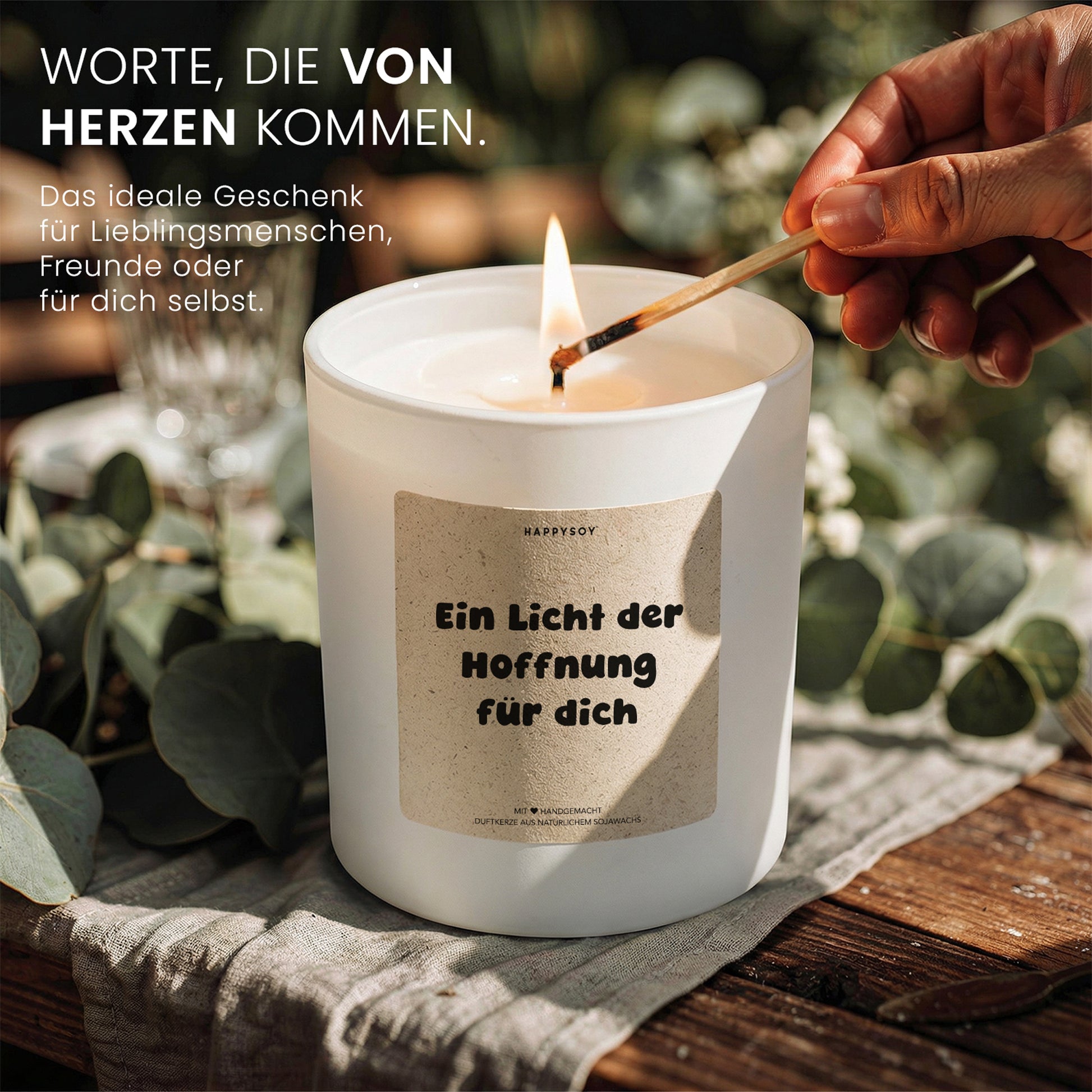 Für dich ein Licht der Hoffnung - Duftkerze mit Spruch als Geschenk zur Aufmunterung, liebevolle Kerze im Glas mit blumigem Duft für Freundin, Mama, Schwester - Bild 3