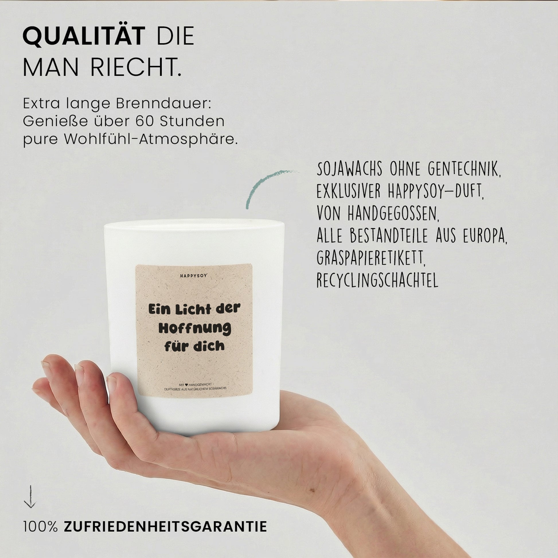 Für dich ein Licht der Hoffnung - Duftkerze mit Spruch als Geschenk zur Aufmunterung, liebevolle Kerze im Glas mit blumigem Duft für Freundin, Mama, Schwester - Bild 6