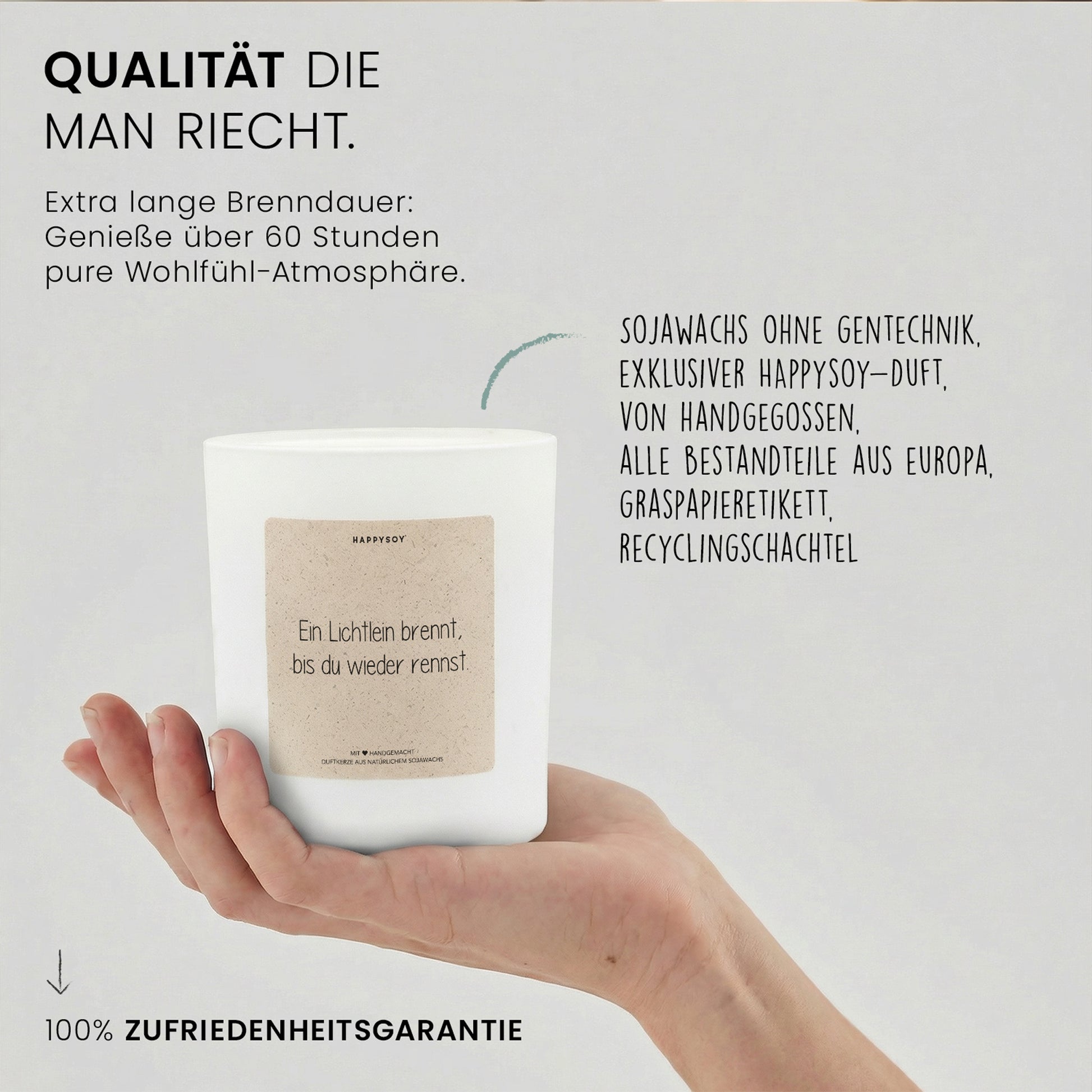 Ein Lichtlein brennt, bis du wieder rennst - Duftkerze mit Spruch als Geschenk zur Aufmunterung, Trostgeschenk für Freundin, Kerze im Glas, blumiger Duft - Bild 6