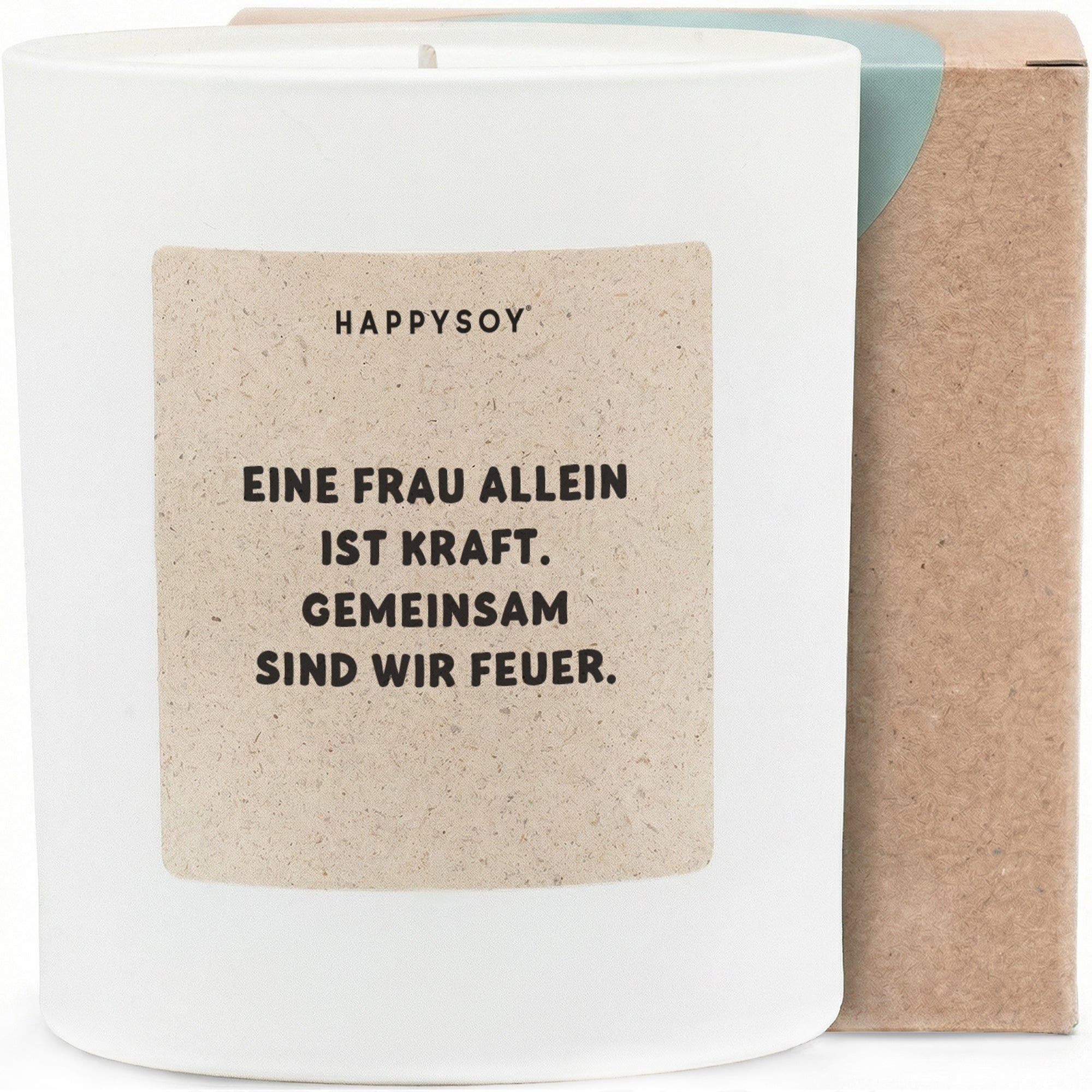 Eine Frau allein ist Kraft. Gemeinsam sind wir Feuer - Duftkerze mit Spruch als Geschenk für beste Freundin, Schwester, Frauen, liebevolle Geschenkidee, Kerze im Glas, blumiger Duft - Bild 1