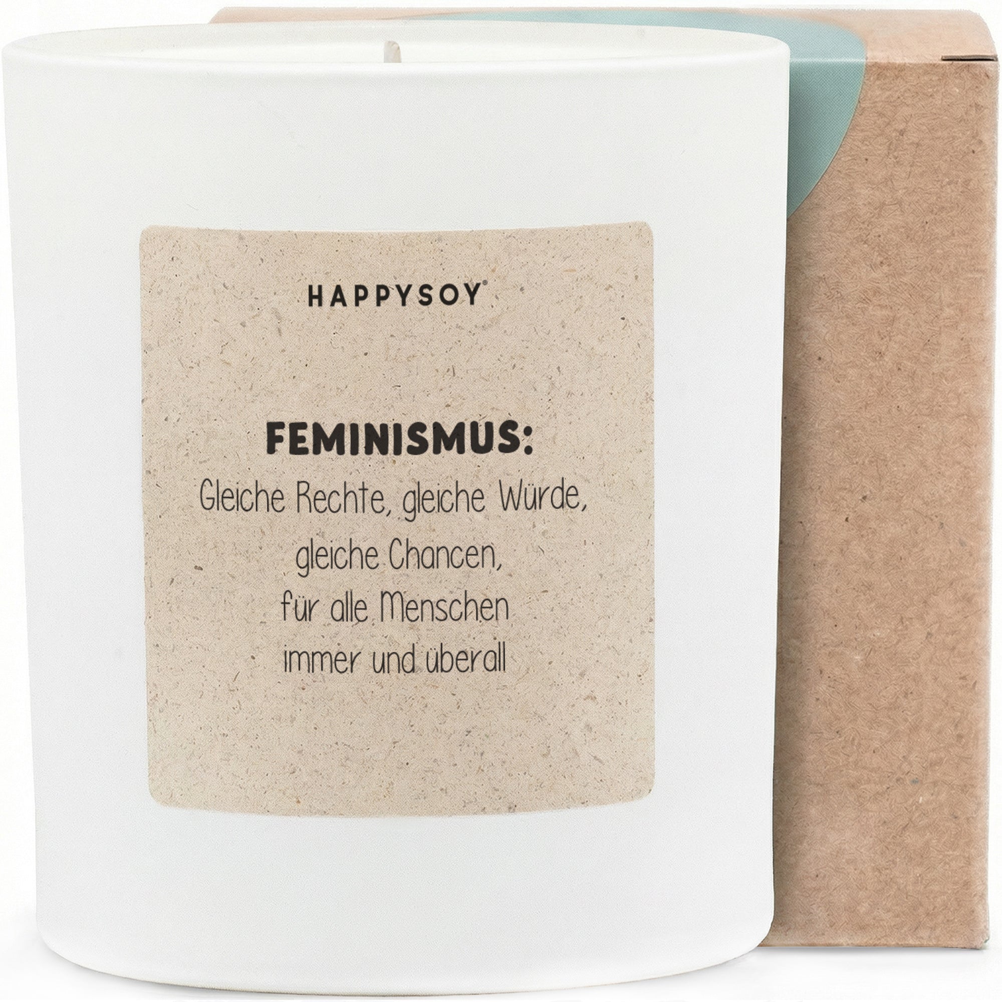 Gleiche Rechte, gleiche Würde, gleiche Chancen - Duftkerze mit Spruch als Geschenk für Freundinnen, starke Frauen, liebevolle Geschenkidee mit Botschaft, blumiger Duft, Kerze im Glas - Bild 1