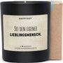 Sei dein eigener Lieblingsmensch - Duftkerze mit Spruch als Geschenk zur Aufmunterung, liebevolle Geschenkidee für Freundin, Kerze im Glas, blumiger Duft - Bild 1