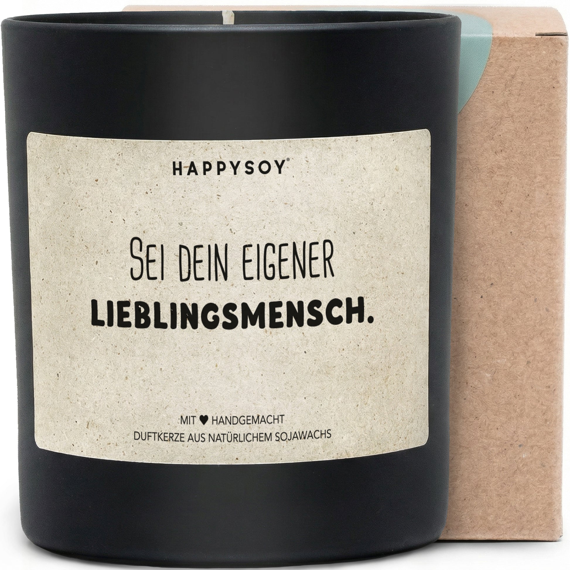 Sei dein eigener Lieblingsmensch - Duftkerze mit Spruch als Geschenk zur Aufmunterung, liebevolle Geschenkidee für Freundin, Kerze im Glas, blumiger Duft - Bild 1