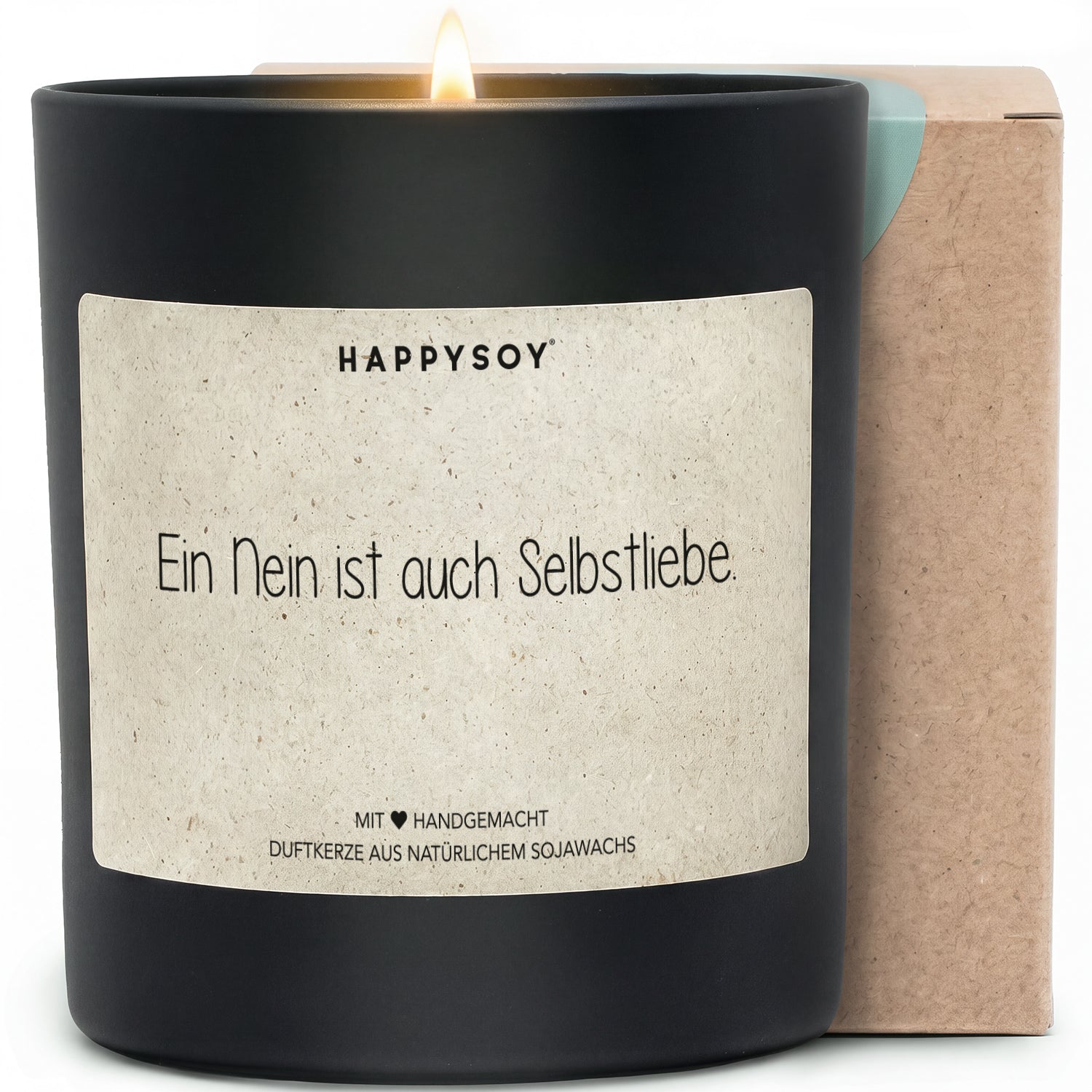 Ein Nein ist auch Selbstliebe - Duftkerze mit Spruch als Geschenk zur Aufmunterung, liebevolle Geschenkidee für Freundin, Kerze im Glas mit blumigem Duft - Bild 1