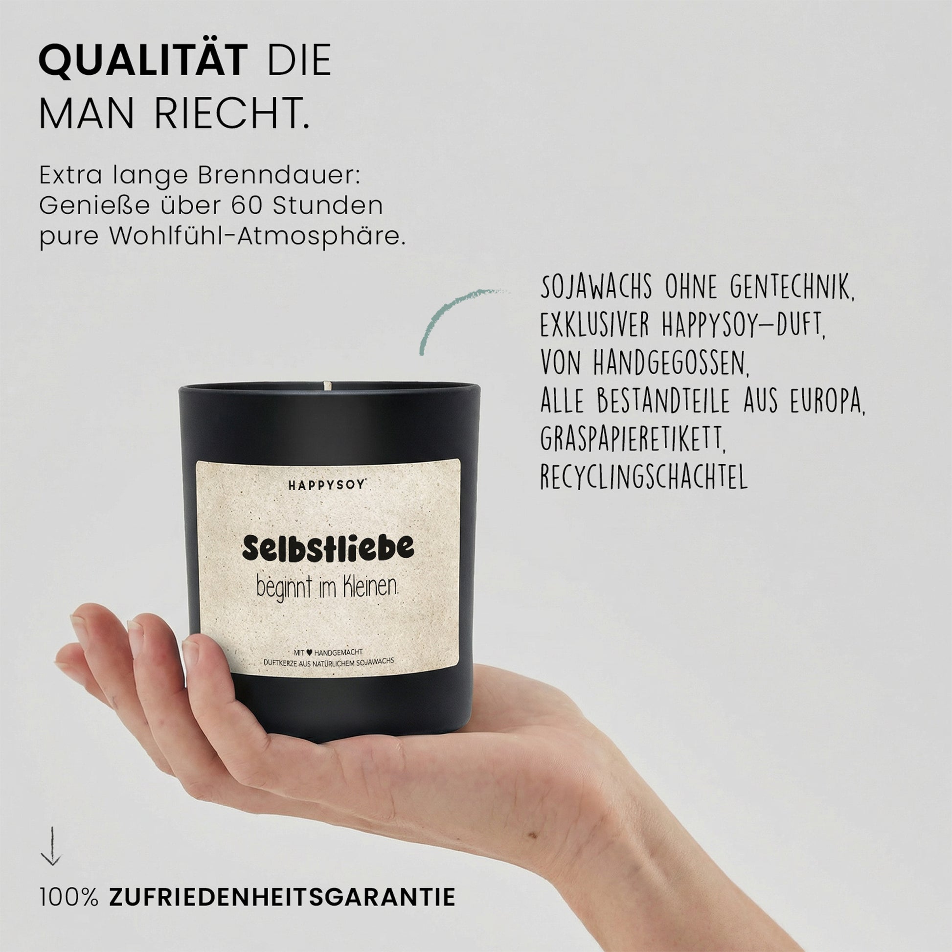 Selbstliebe beginnt im Kleinen - Duftkerze mit Spruch als liebevolles Geschenk zur Aufmunterung, für Freundin, Schwester, besondere Frauen, Kerze im Glas, blumiger Duft - Bild 6