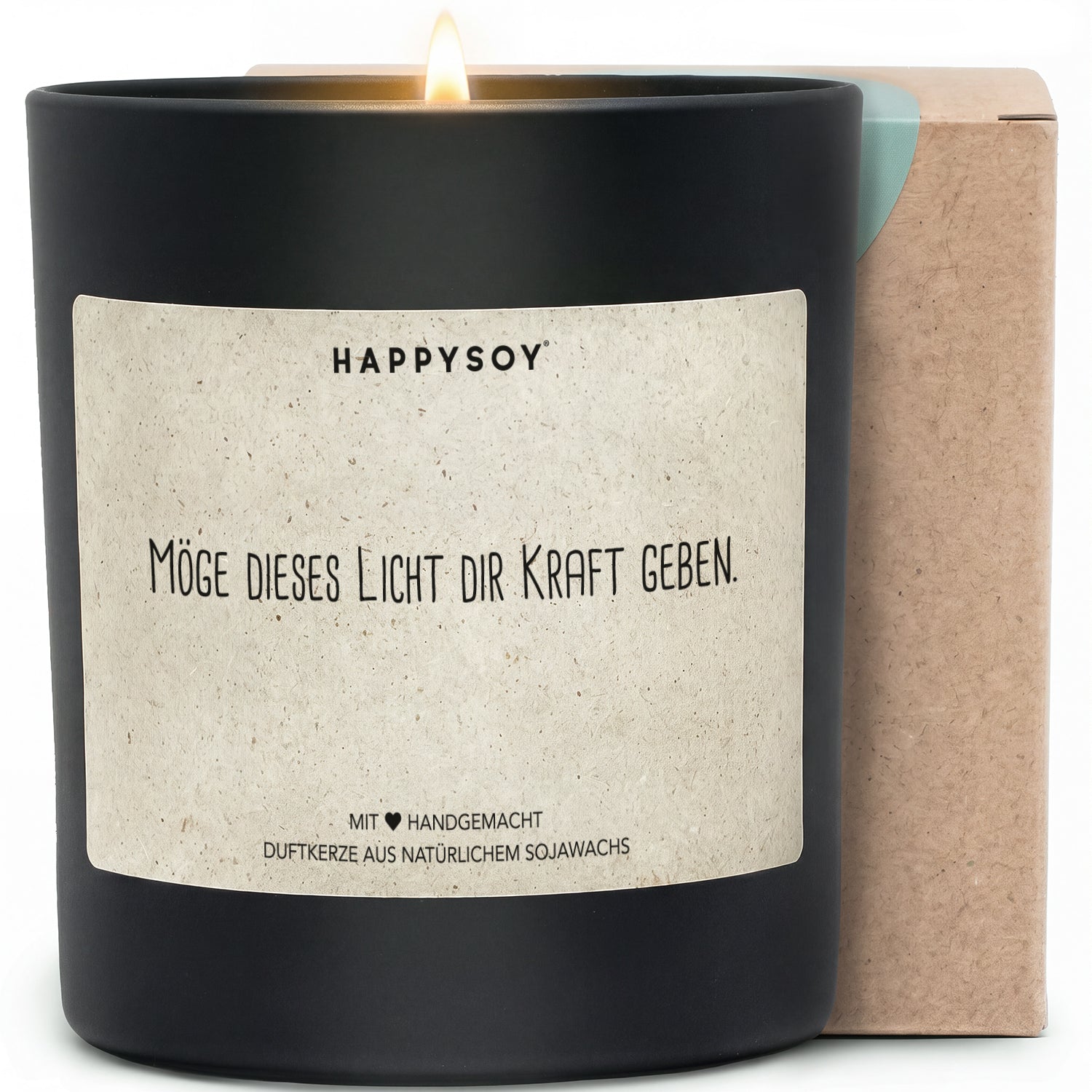 Möge dieses Licht dir Kraft geben - Duftkerze mit Spruch als Geschenk zur Aufmunterung, liebevolle Botschaft für Freundin, Trostgeschenk, Kerze im Glas mit blumigem Duft - Bild 1