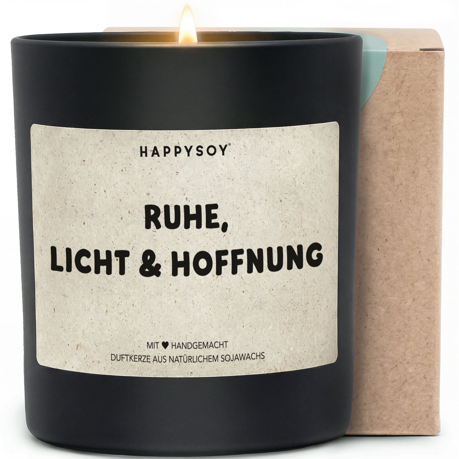 Ruhe, Licht & Hoffnung - Duftkerze mit Spruch als Geschenk zur Aufmunterung, Trostgeschenk für Frauen, liebevolle Aufmerksamkeit mit blumigem Duft, Kerze im Glas - Bild 1
