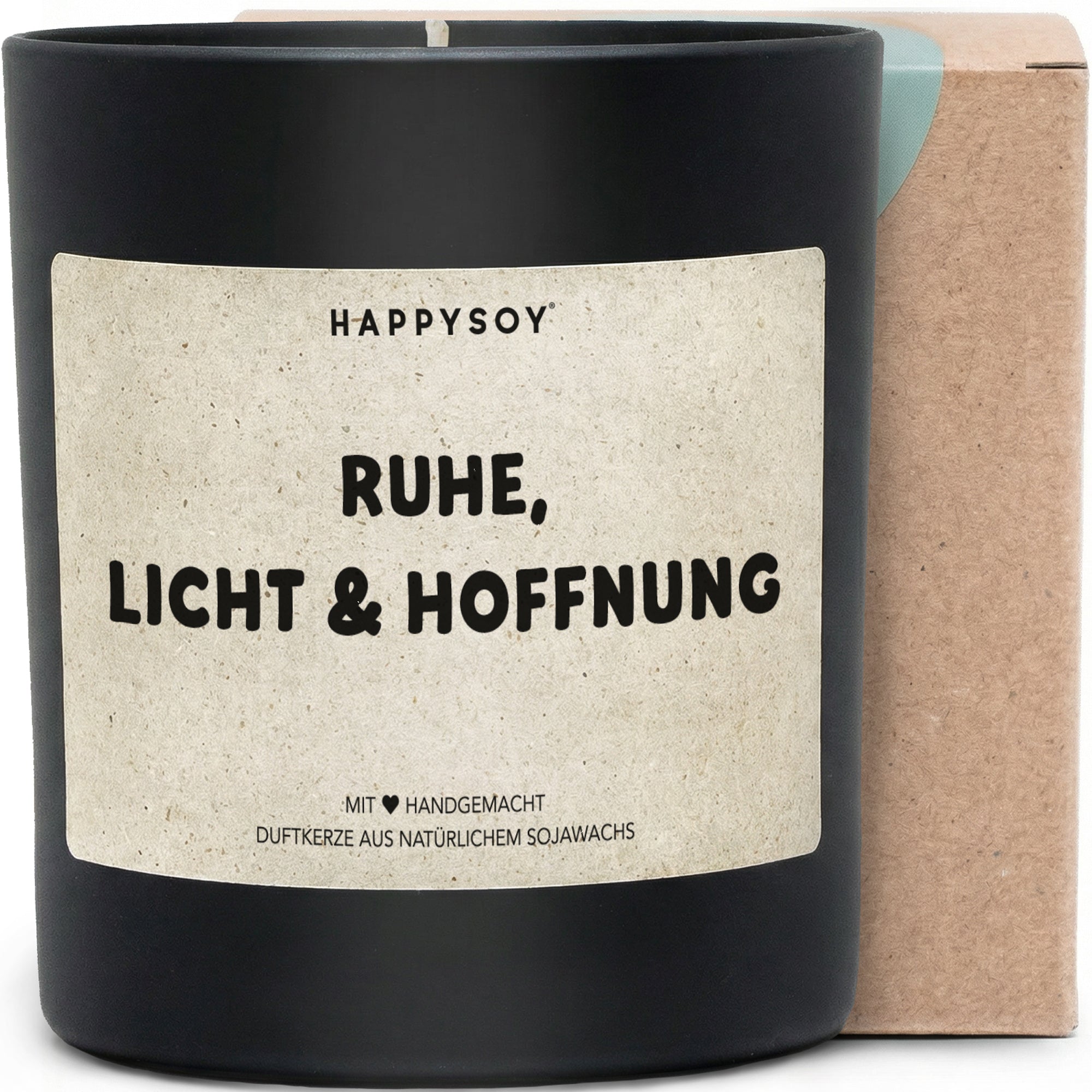 Ruhe, Licht & Hoffnung - Duftkerze mit Spruch als Geschenk zur Aufmunterung, Trostgeschenk für Frauen, liebevolle Aufmerksamkeit mit blumigem Duft, Kerze im Glas - Bild 1