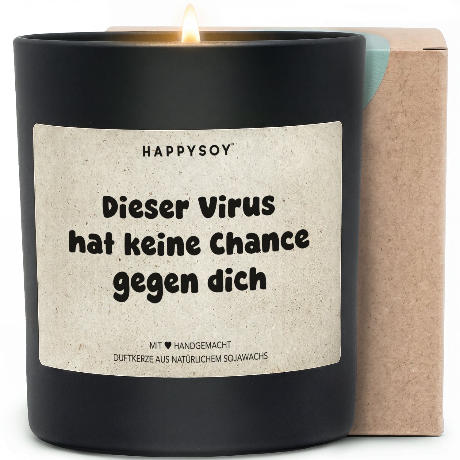 Dieser Virus hat keine Chance gegen dich - Duftkerze mit Spruch als Geschenk zur Aufmunterung, liebevolle Geschenkidee für Freundin, Kerze im Glas mit blumigem Duft - Bild 1