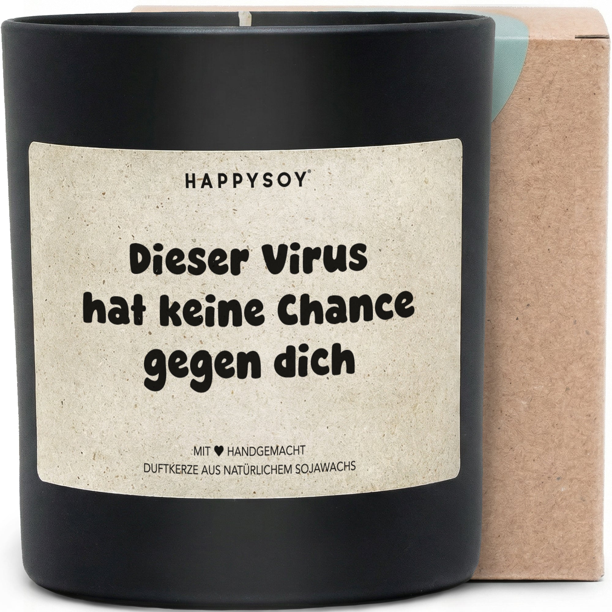 Dieser Virus hat keine Chance gegen dich - Duftkerze mit Spruch als Geschenk zur Aufmunterung, liebevolle Geschenkidee für Freundin, Kerze im Glas mit blumigem Duft - Bild 1