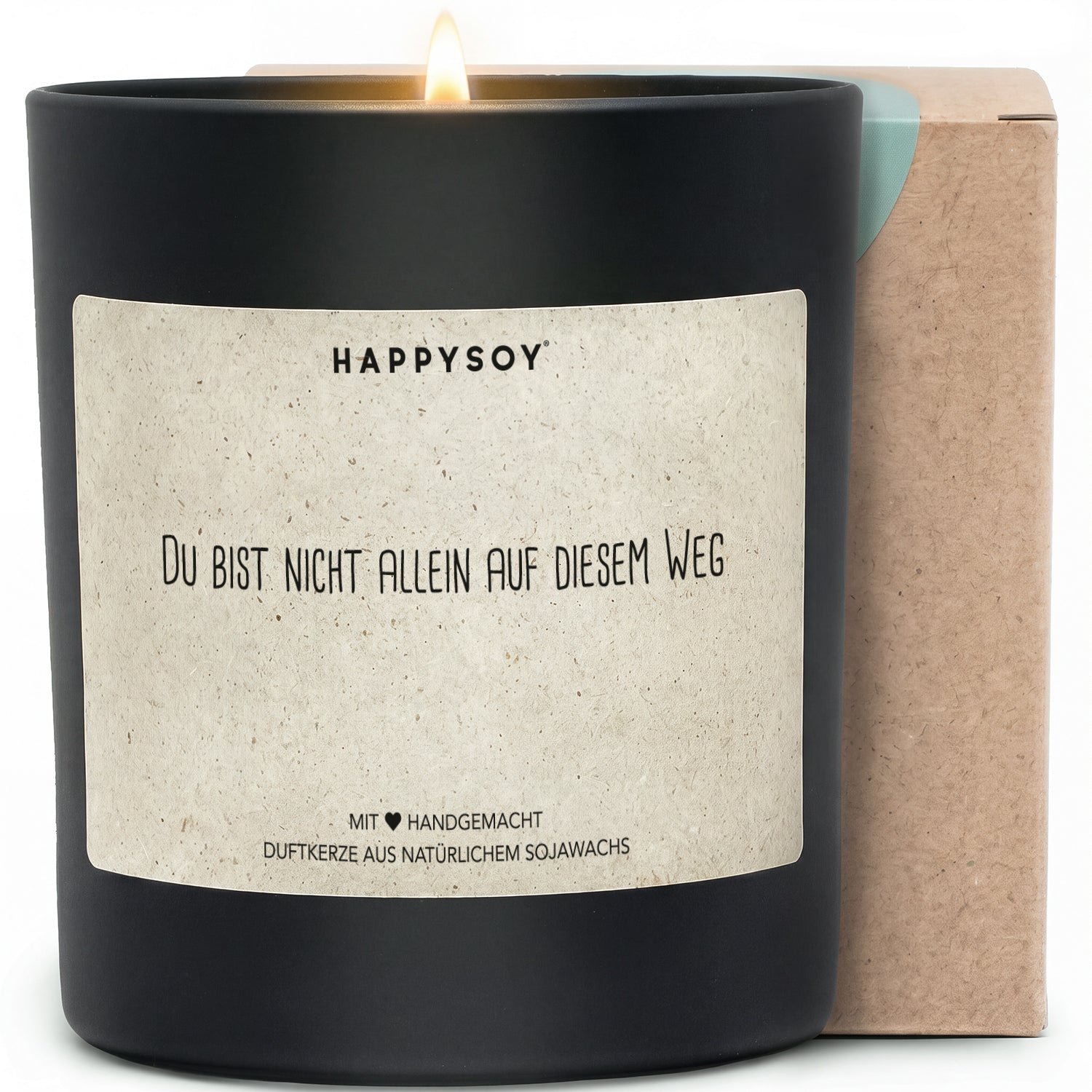Du bist nicht allein auf diesem Weg - Duftkerze mit Spruch als Geschenk zur Aufmunterung, Trostgeschenk für Freundin, liebevolle Kerze im Glas mit blumigem Duft - Bild 1