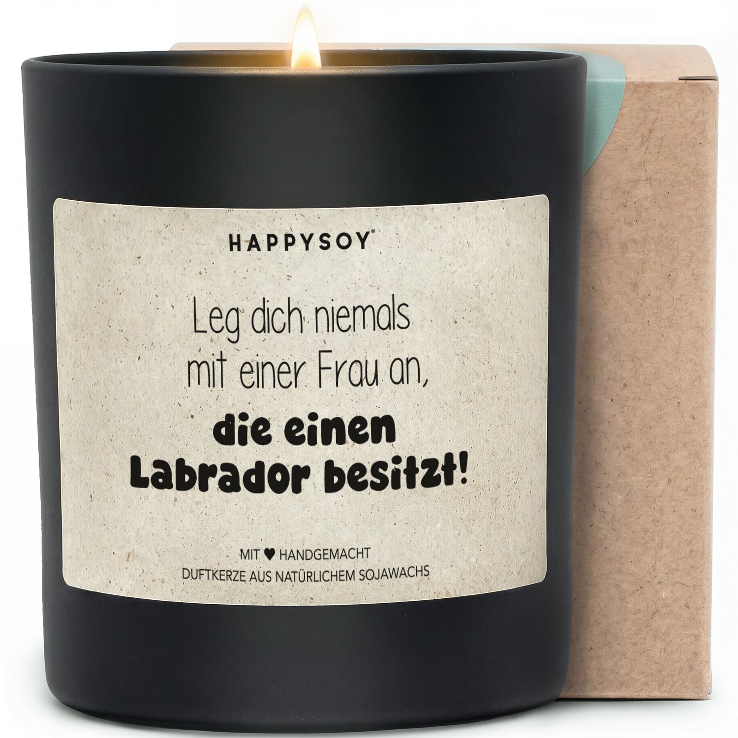 Leg dich niemals mit einer Frau an die einen Labrador besitzt - Duftkerze mit Spruch als Geschenk für Hundemama, Hundeliebhaberin, Duftkerze im Glas - Bild 1