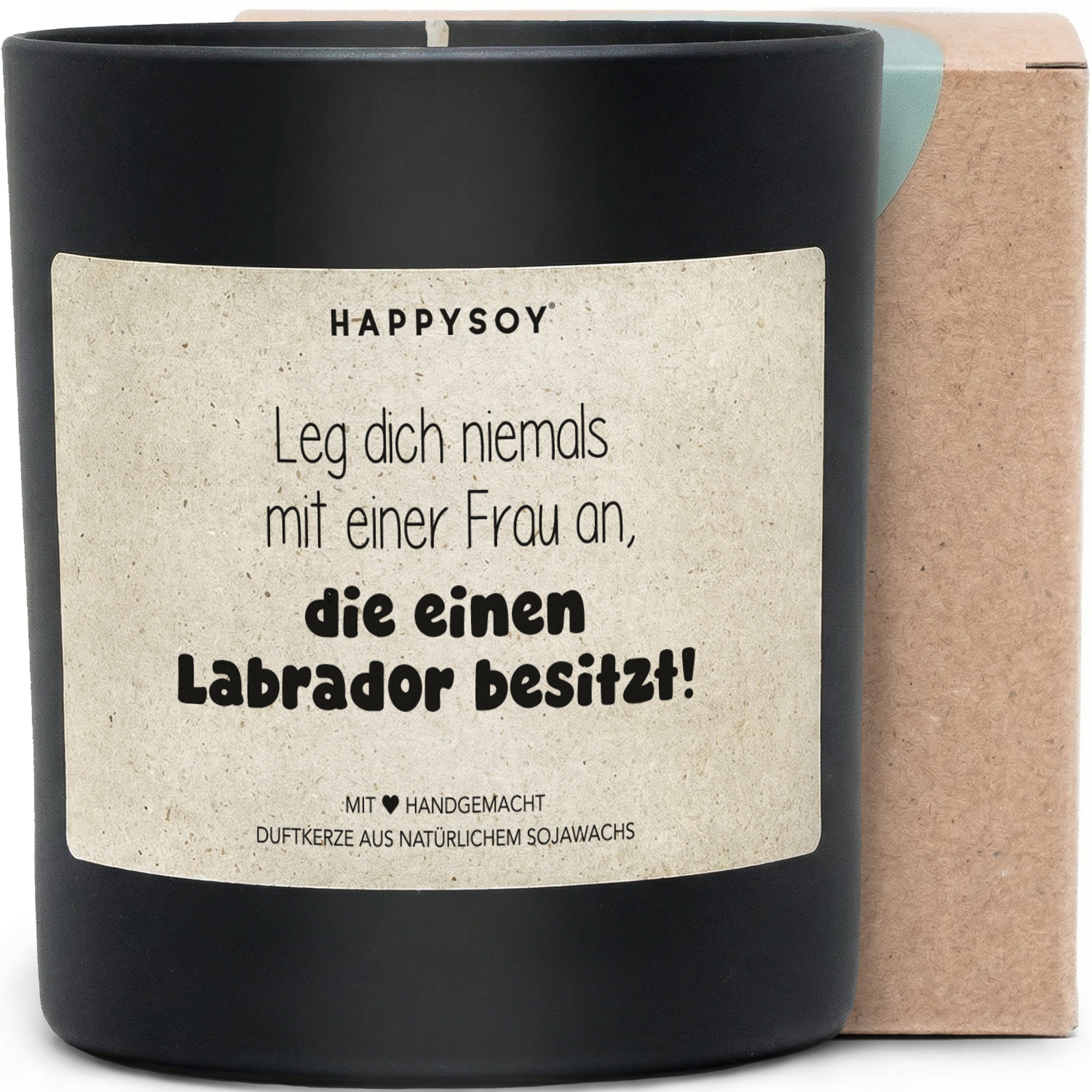 Leg dich niemals mit einer Frau an die einen Labrador besitzt - Duftkerze mit Spruch als Geschenk für Hundemama, Hundeliebhaberin, Duftkerze im Glas - Bild 1
