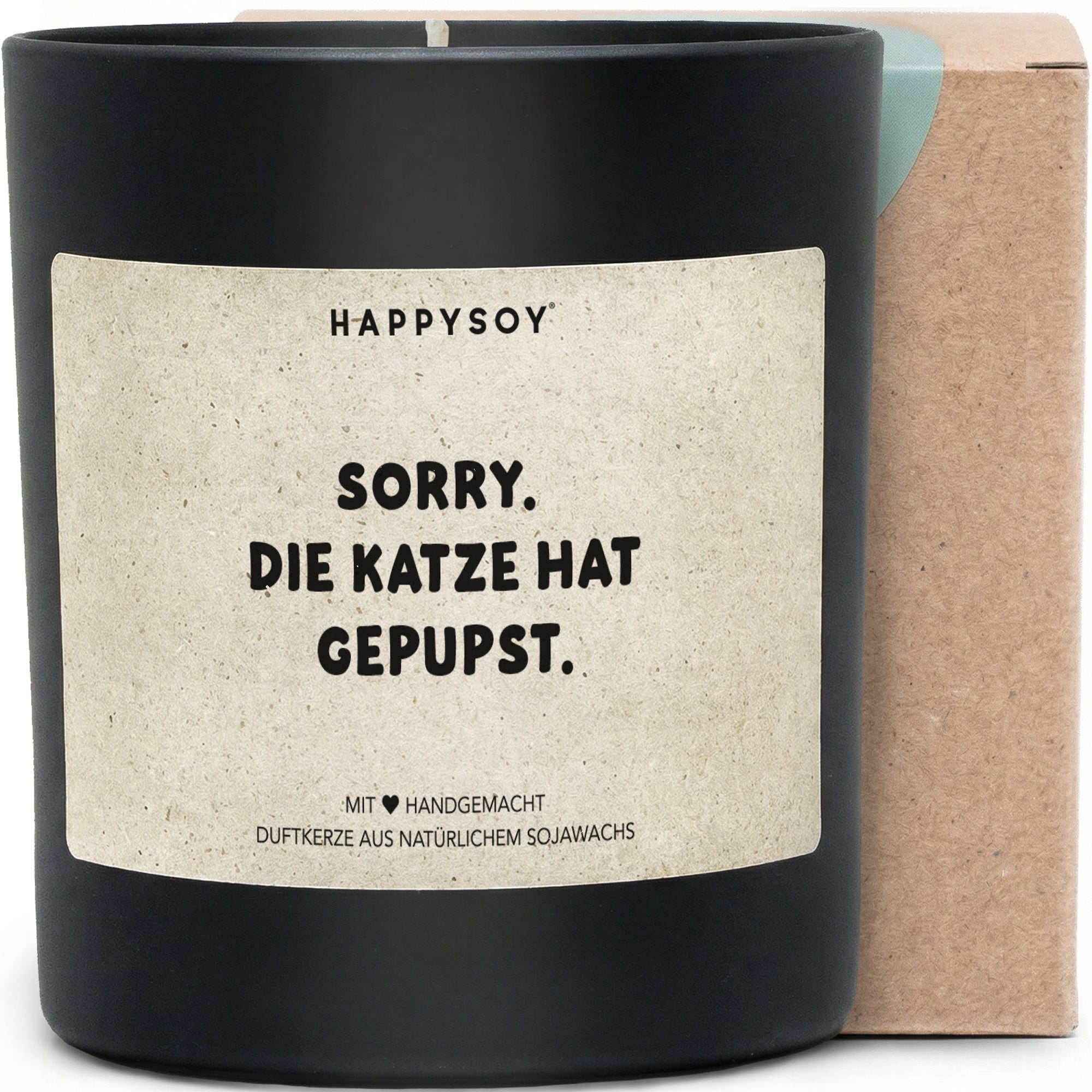 Sorry die Katze hat gepupst - Duftkerze mit Spruch als lustige Geschenkidee für Katzenliebhaber, Freundin, beste Freundin, blumiger Duft, Kerze im Glas - Bild 1