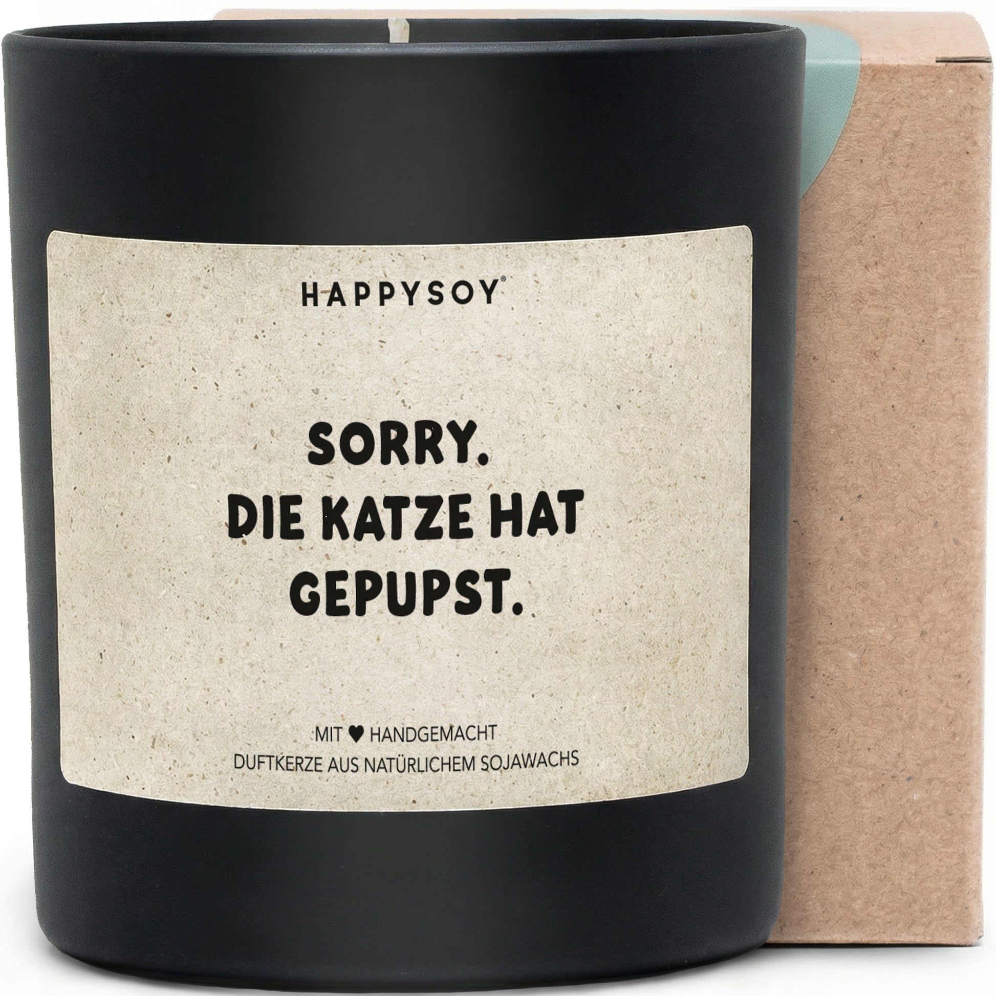 Sorry die Katze hat gepupst - Duftkerze mit Spruch als lustige Geschenkidee für Katzenliebhaber, Freundin, beste Freundin, blumiger Duft, Kerze im Glas - Bild 1