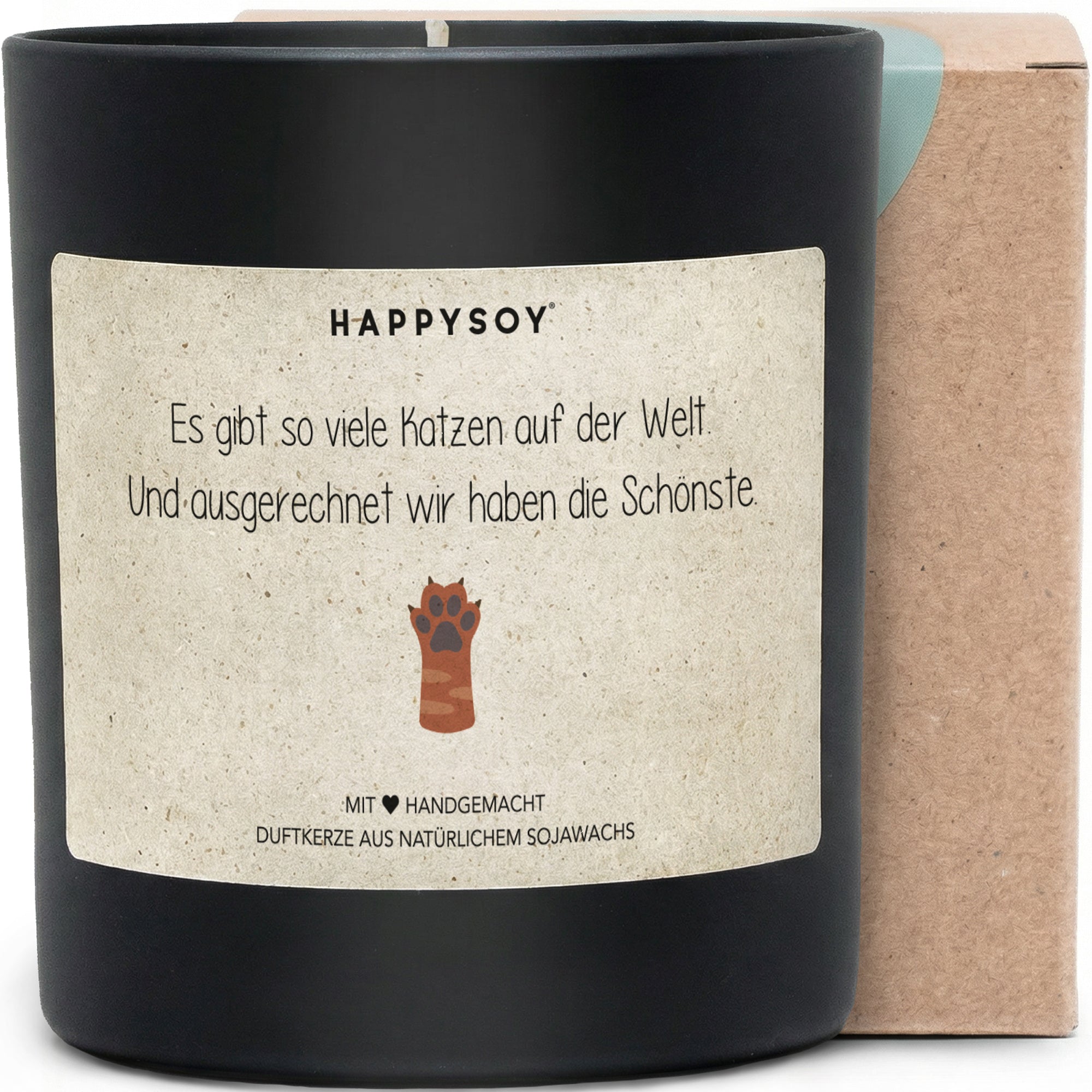 Wir haben die schönste Katze der Welt - Duftkerze mit Spruch als Geschenk für Katzenliebhaber, liebevolle Geschenkidee, Kerze im Glas, blumiger Duft - Bild 1