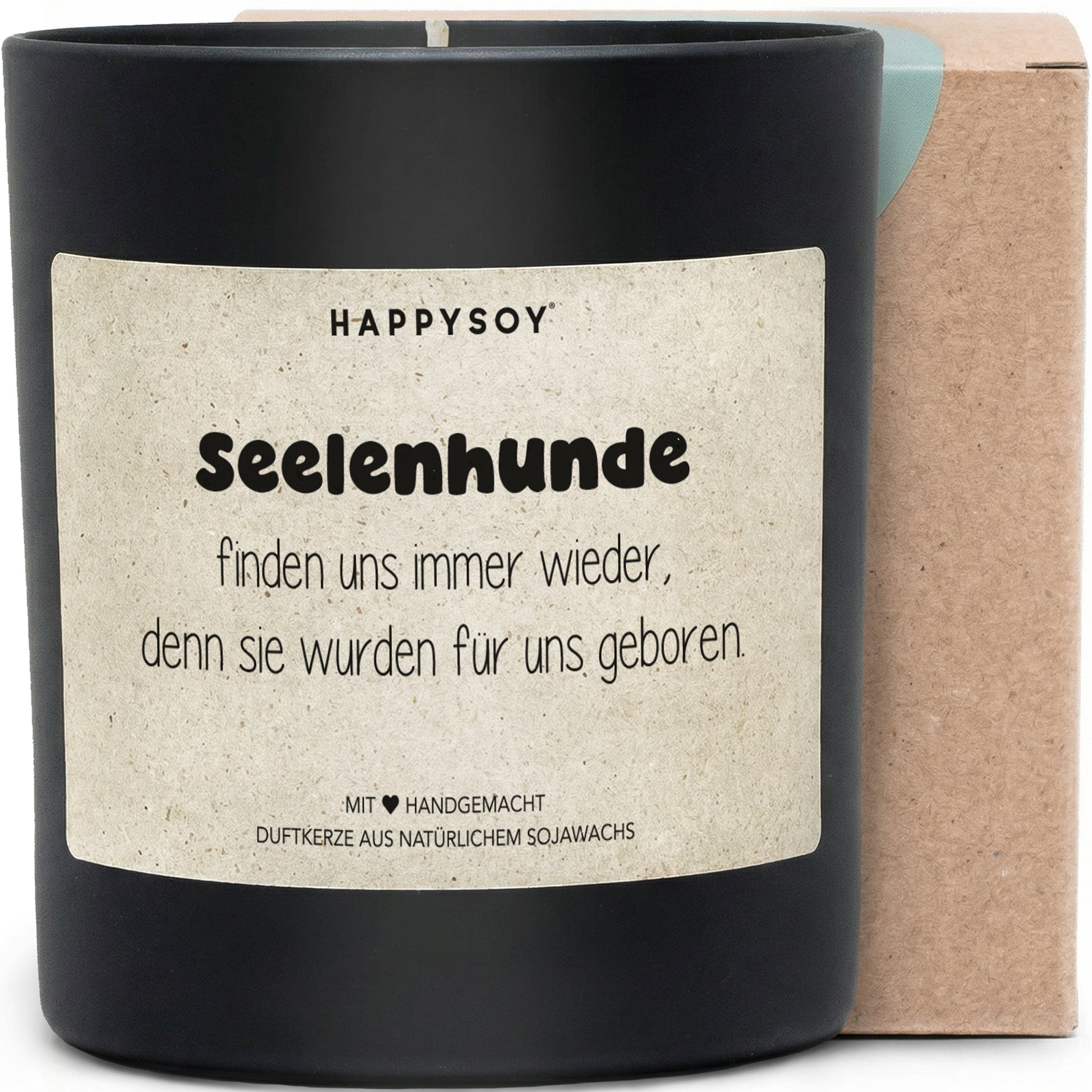 Seelenhunde finden uns immer wieder - Duftkerze mit Spruch als Geschenk zum Trost bei Verlust eines Hundes, liebevolle Aufmerksamkeit für Hundeliebhaber, Kerze im Glas, blumiger Duft - Bild 1