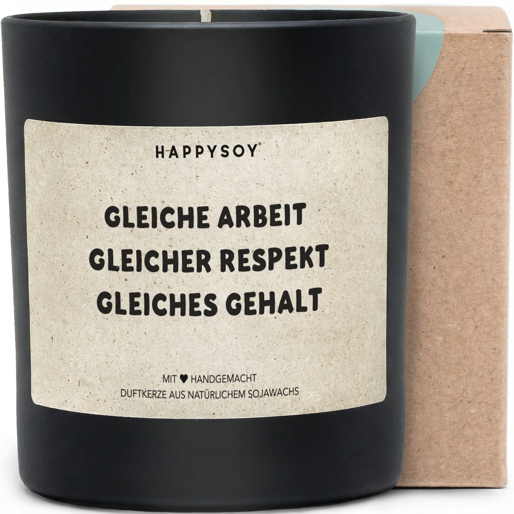 Gleiche Arbeit Gleicher Respekt Gleiches Gehalt - Duftkerze mit Spruch als Geschenk für Kollegin, starke Frauen, liebevolle Botschaft, Kerze im Glas mit blumigem Duft - Bild 1