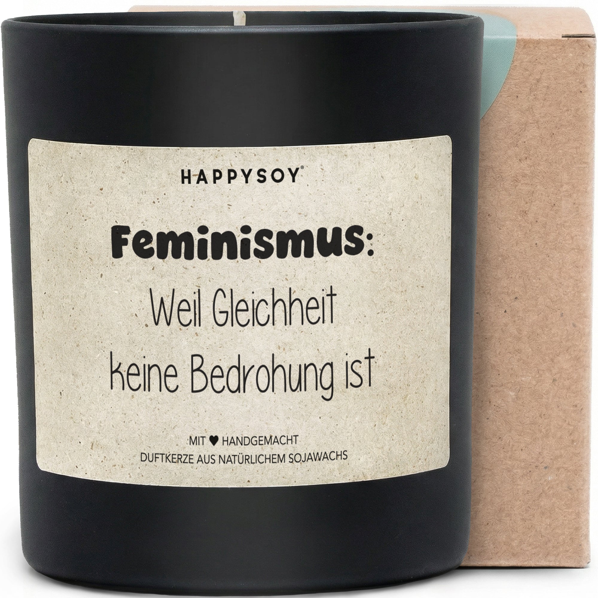 Feminismus: Weil Gleichheit keine Bedrohung ist - Duftkerze mit Spruch als Geschenk für Frauen, beste Freundin, Schwester, liebevolle Botschaft, Kerze im Glas mit blumigem Duft - Bild 1
