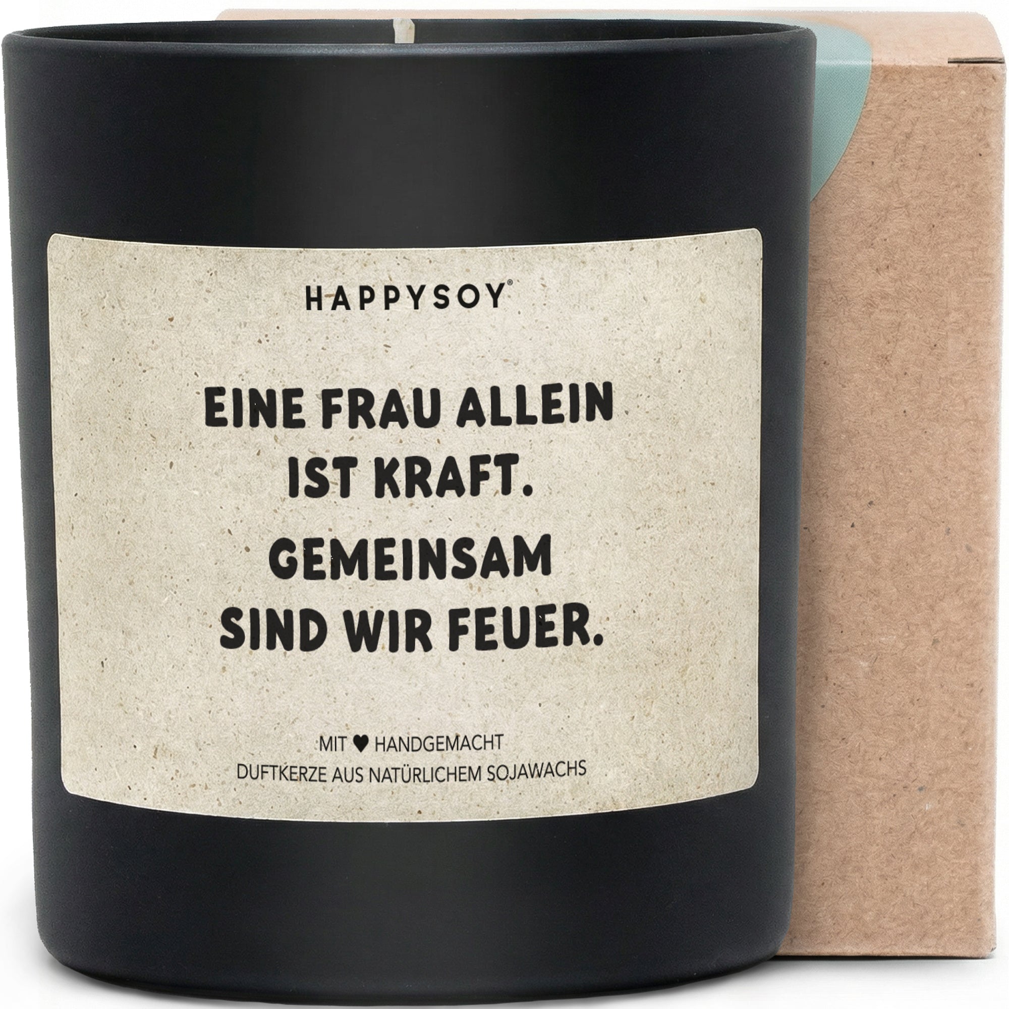 Eine Frau allein ist Kraft. Gemeinsam sind wir Feuer - Duftkerze mit Spruch als Geschenk für beste Freundin, Schwester, Frauen, liebevolle Geschenkidee, Kerze im Glas, blumiger Duft - Bild 1