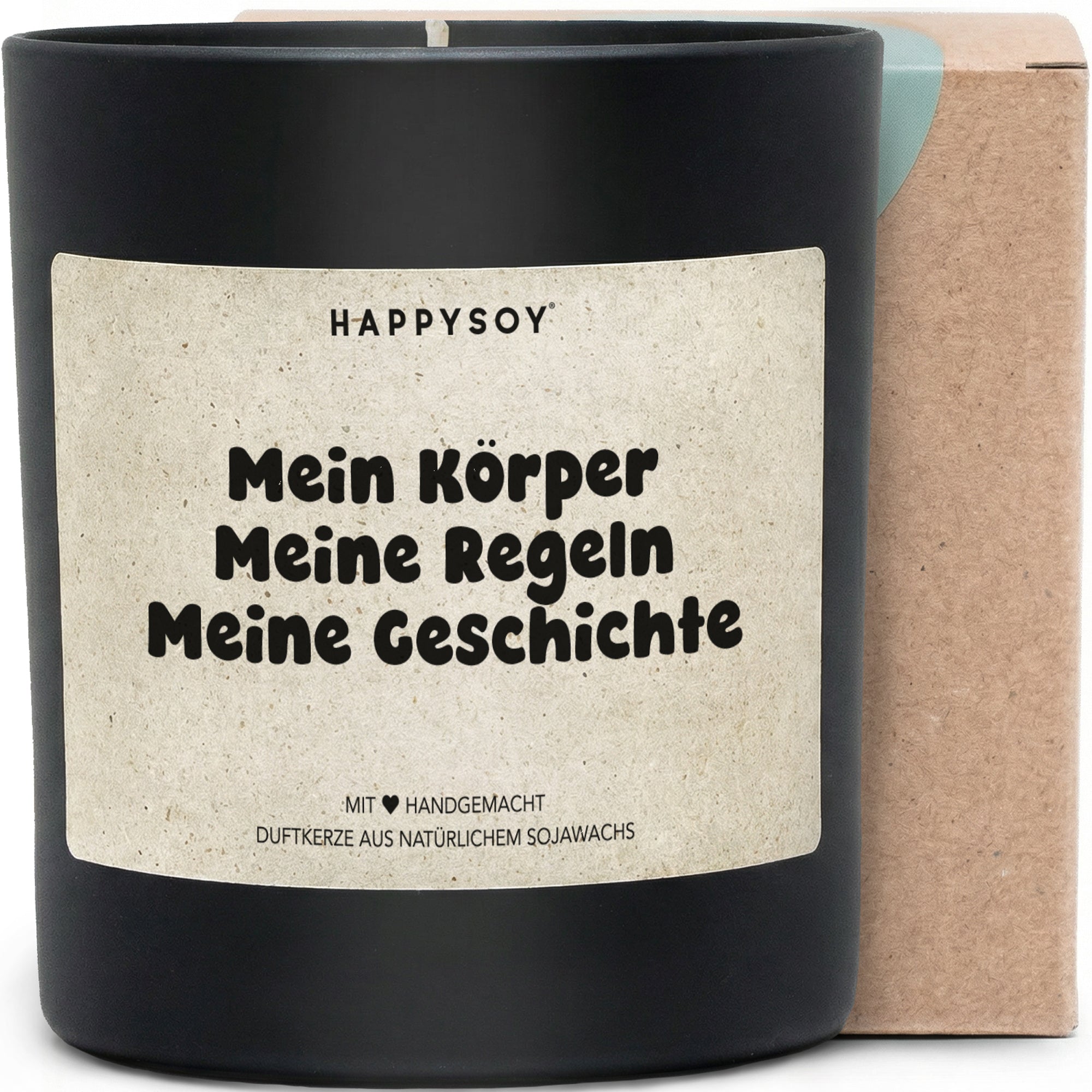Mein Körper Meine Regeln Meine Geschichte - Duftkerze mit Spruch als Geschenk zur Aufmunterung, liebevolle Geschenkidee für Frauen, beste Freundin, Kerze im Glas mit blumigem Duft - Bild 1