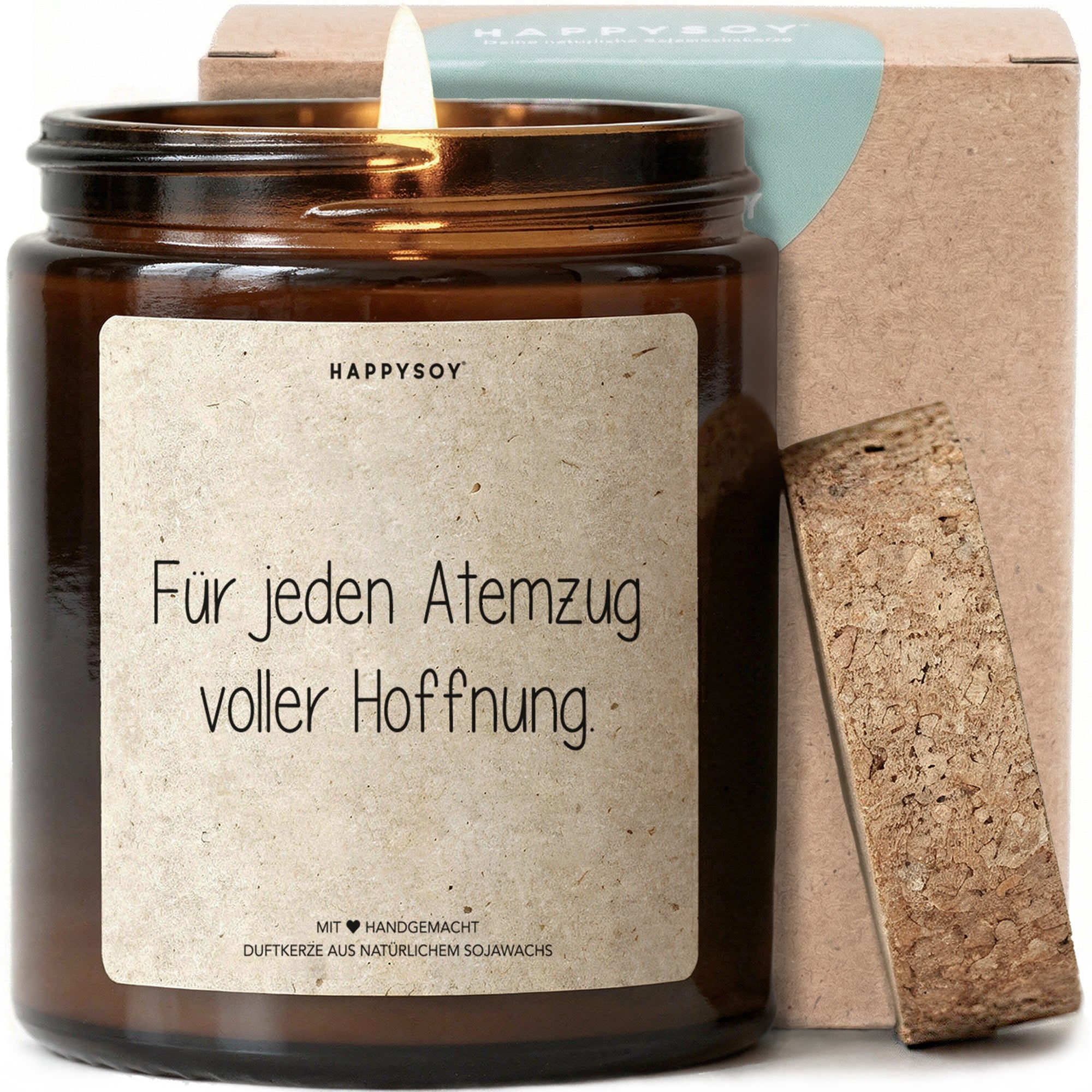 Für jeden Atemzug voller Hoffnung - Duftkerze mit Spruch als Geschenk zur Aufmunterung, Trostgeschenk für Freundin, liebevolle Kerze im Glas mit blumigem Duft - Bild 1