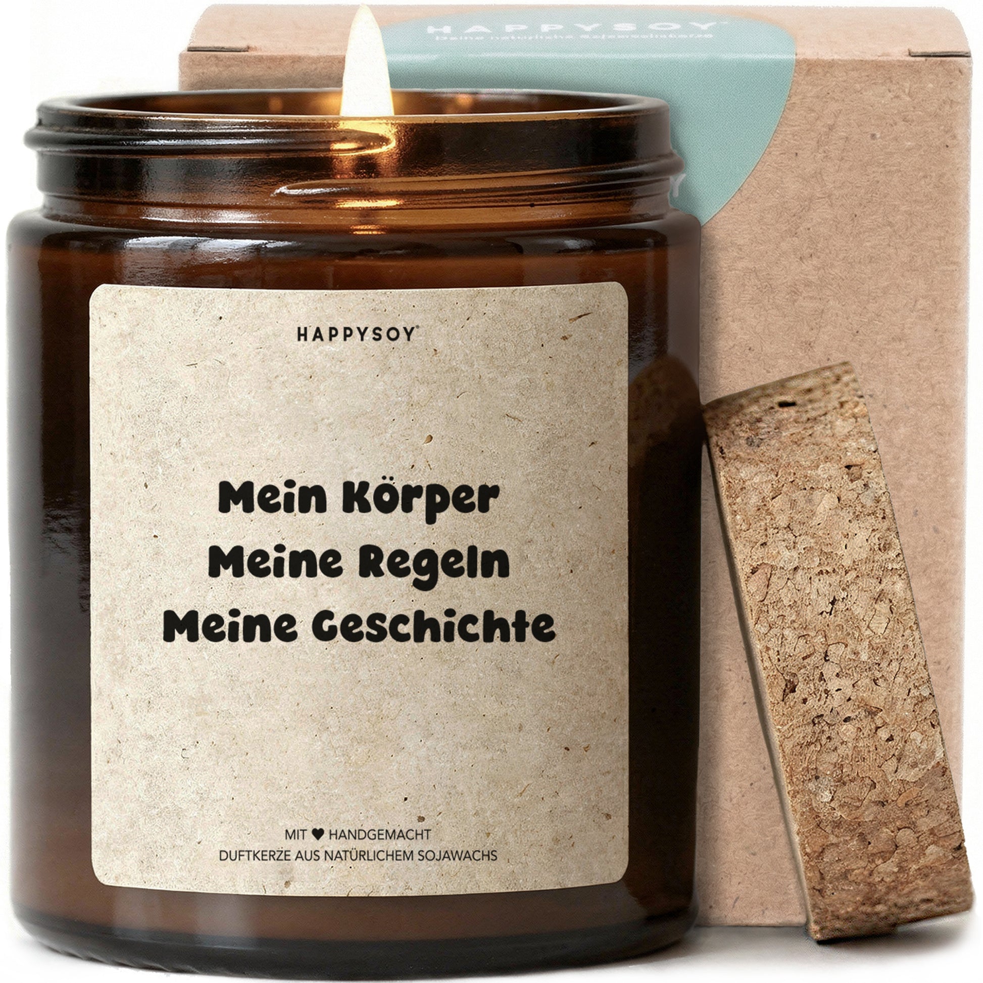 Mein Körper Meine Regeln Meine Geschichte - Duftkerze mit Spruch als Geschenk zur Aufmunterung, liebevolle Geschenkidee für Frauen, beste Freundin, Kerze im Glas mit blumigem Duft - Bild 1