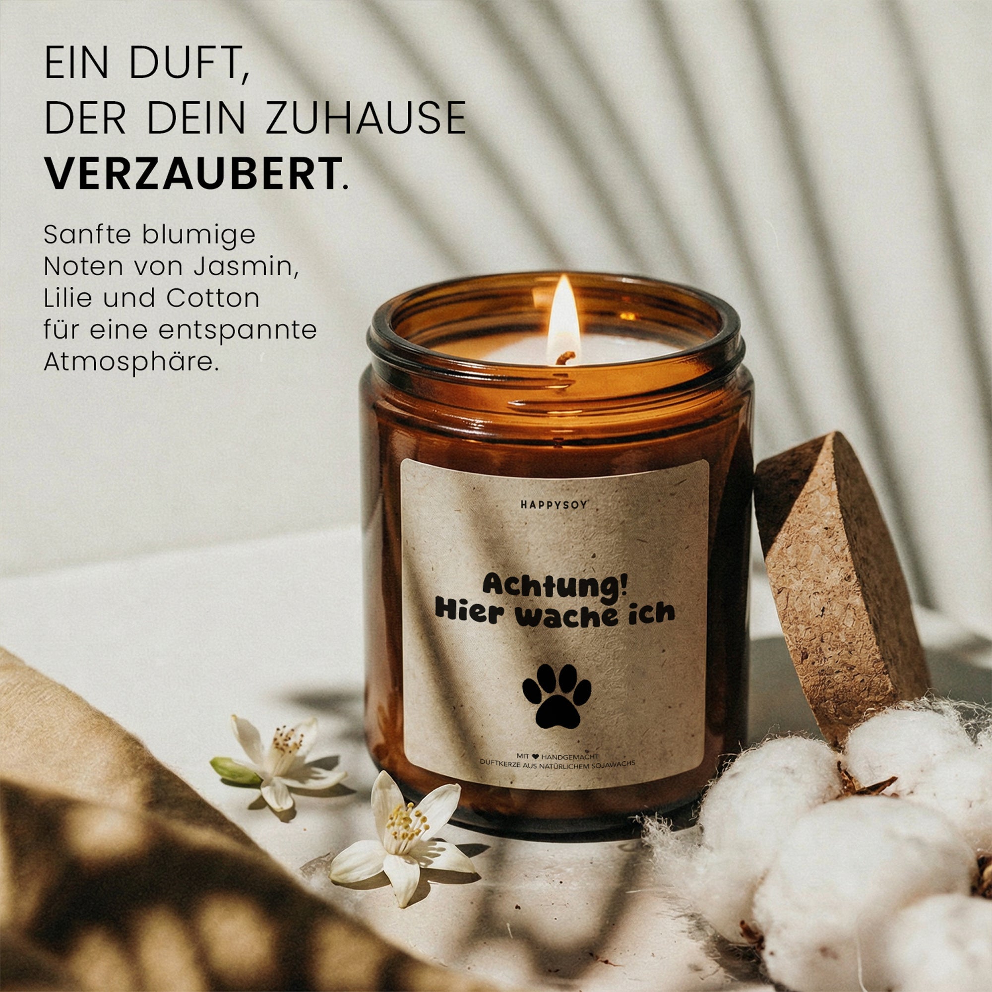 Duftkerze - Achtung! Hier wache ich - Happysoy®